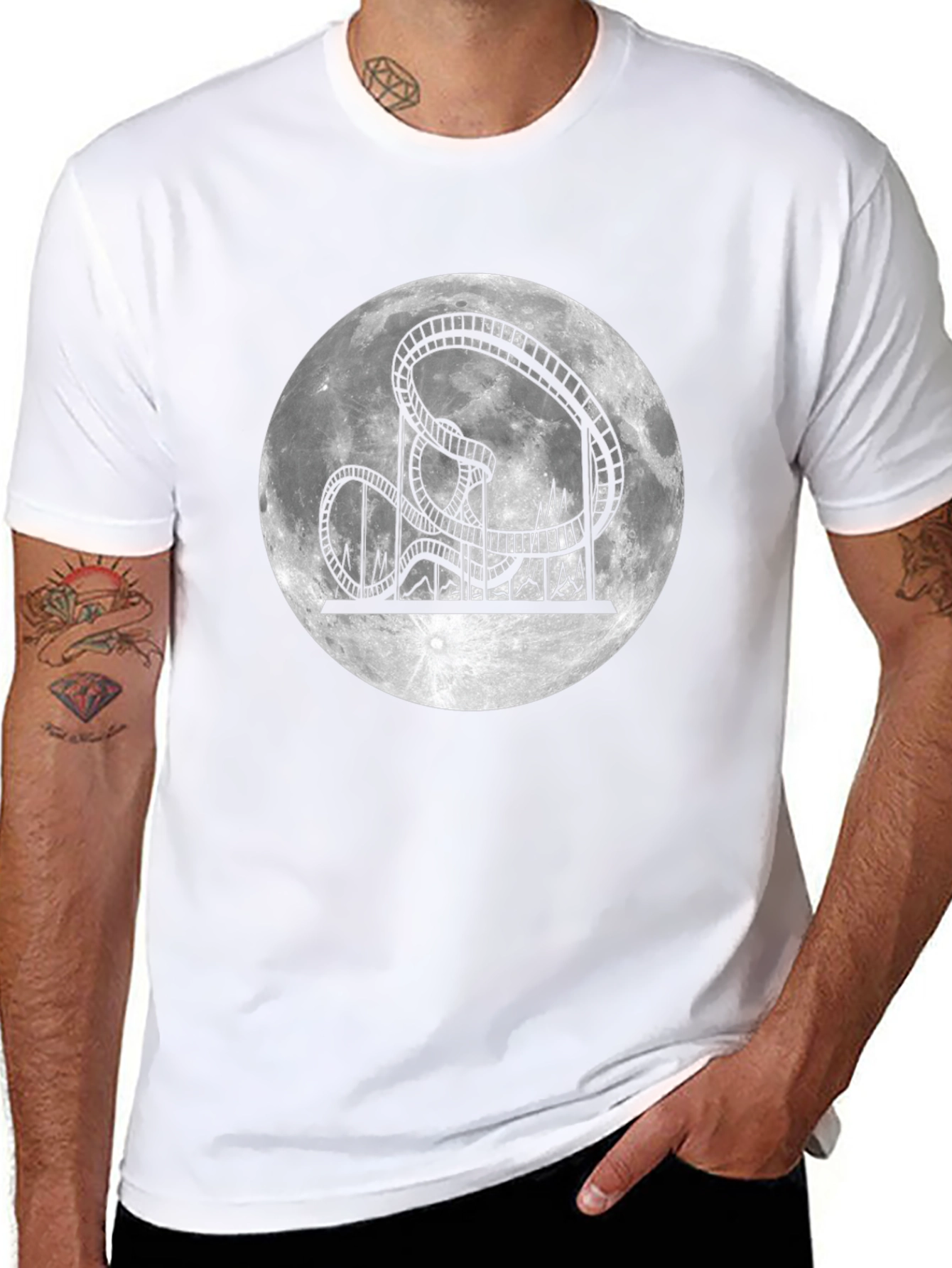 Rollercoaster Moon Black T-Shirt
