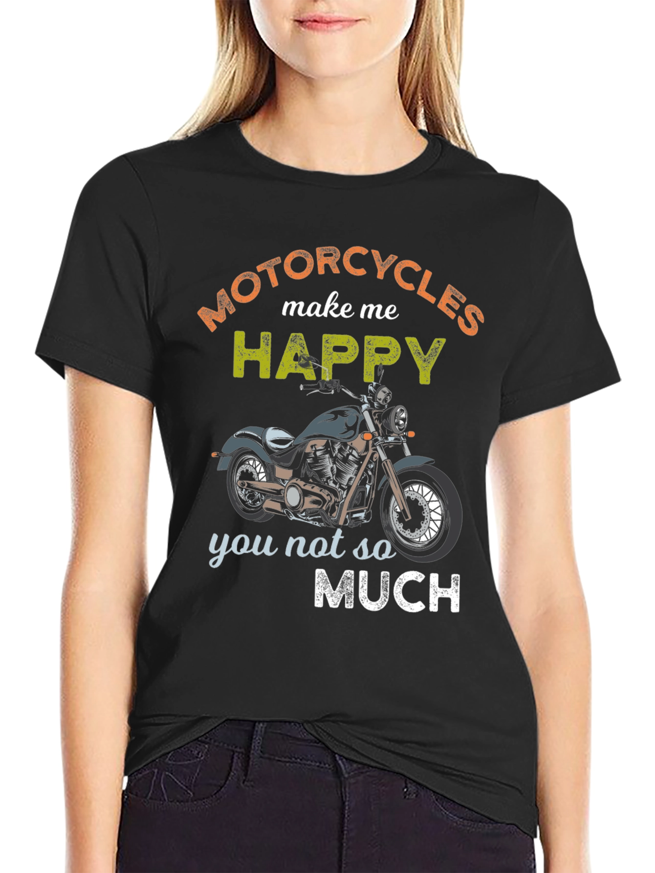 Motorcycles Make Me Happy Graphic T-Shirt
