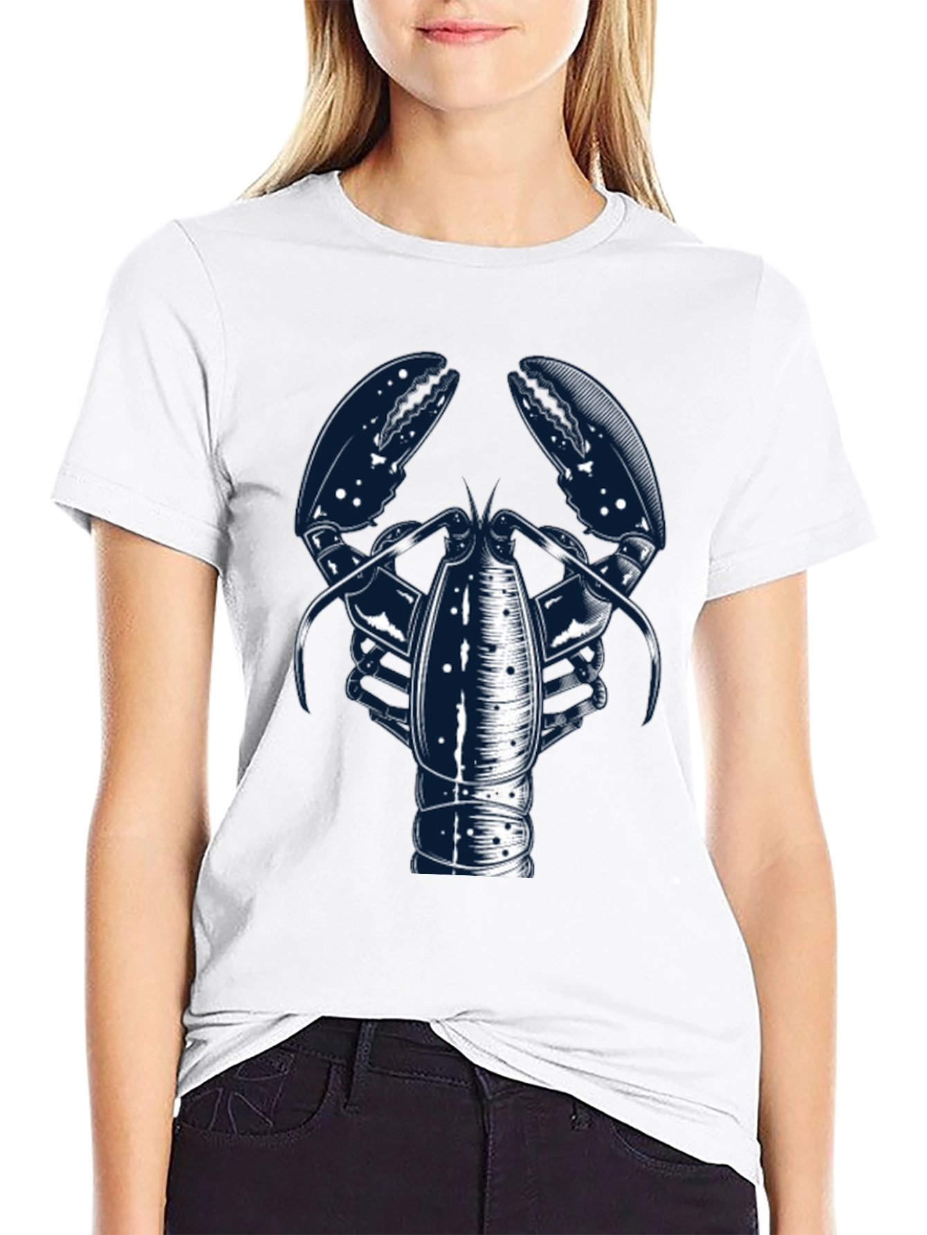 Lobster Graphic Print Crew Neck Tee