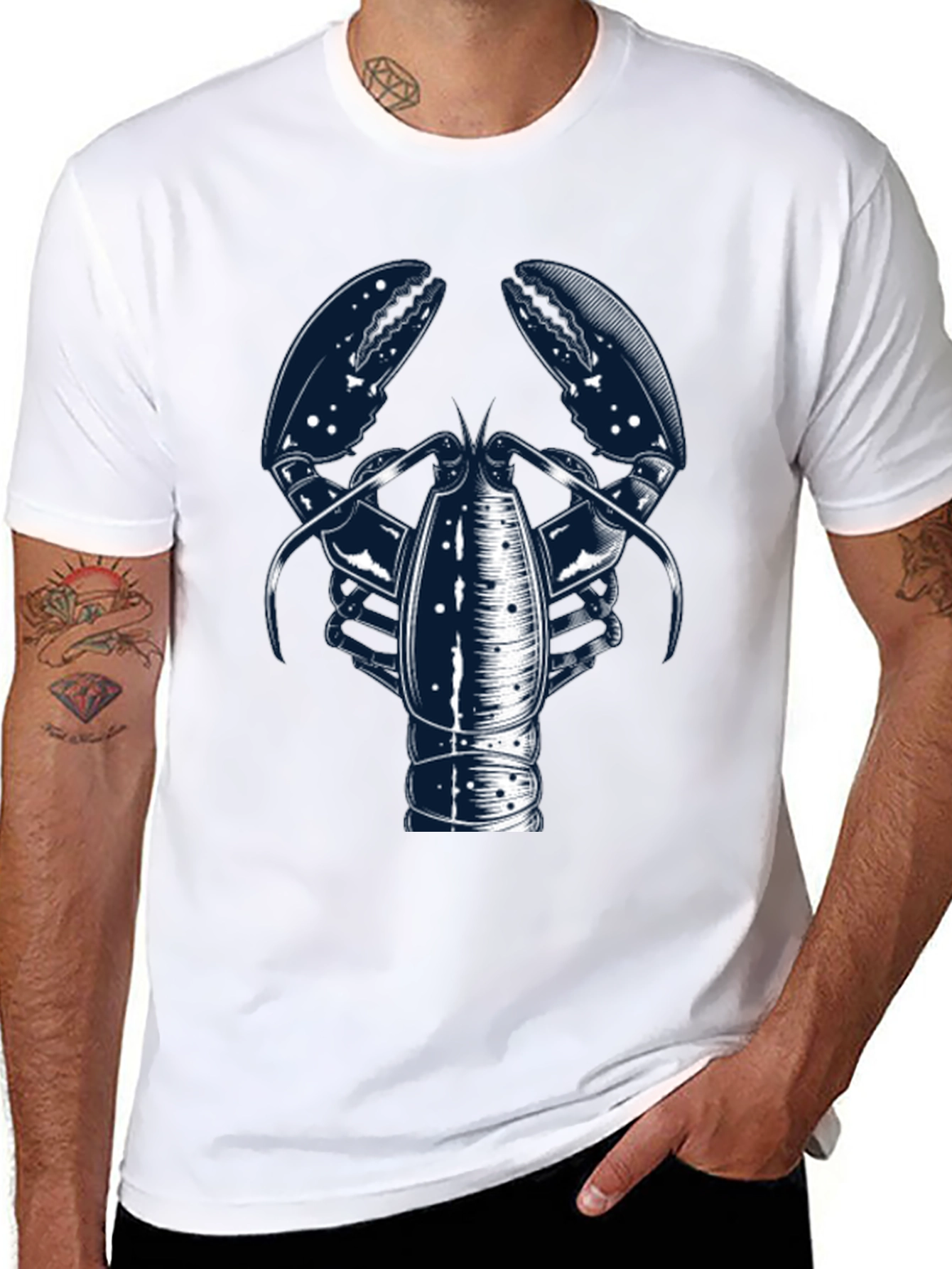 Lobster Graphic Print Crew Neck Tee