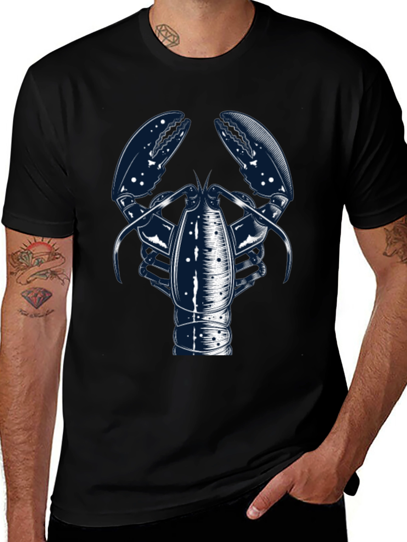 Lobster Graphic Print Crew Neck Tee