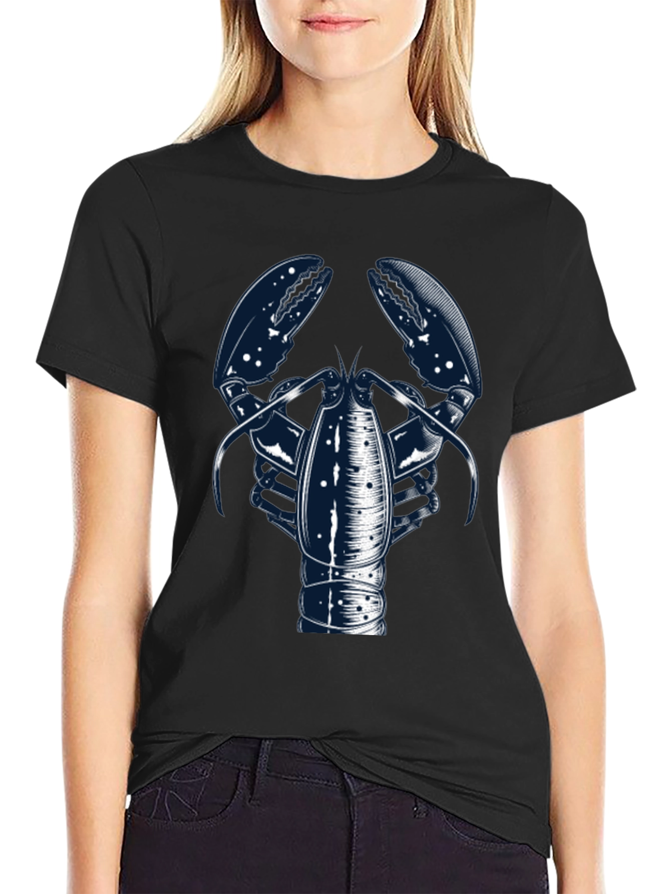 Lobster Graphic Print Crew Neck Tee