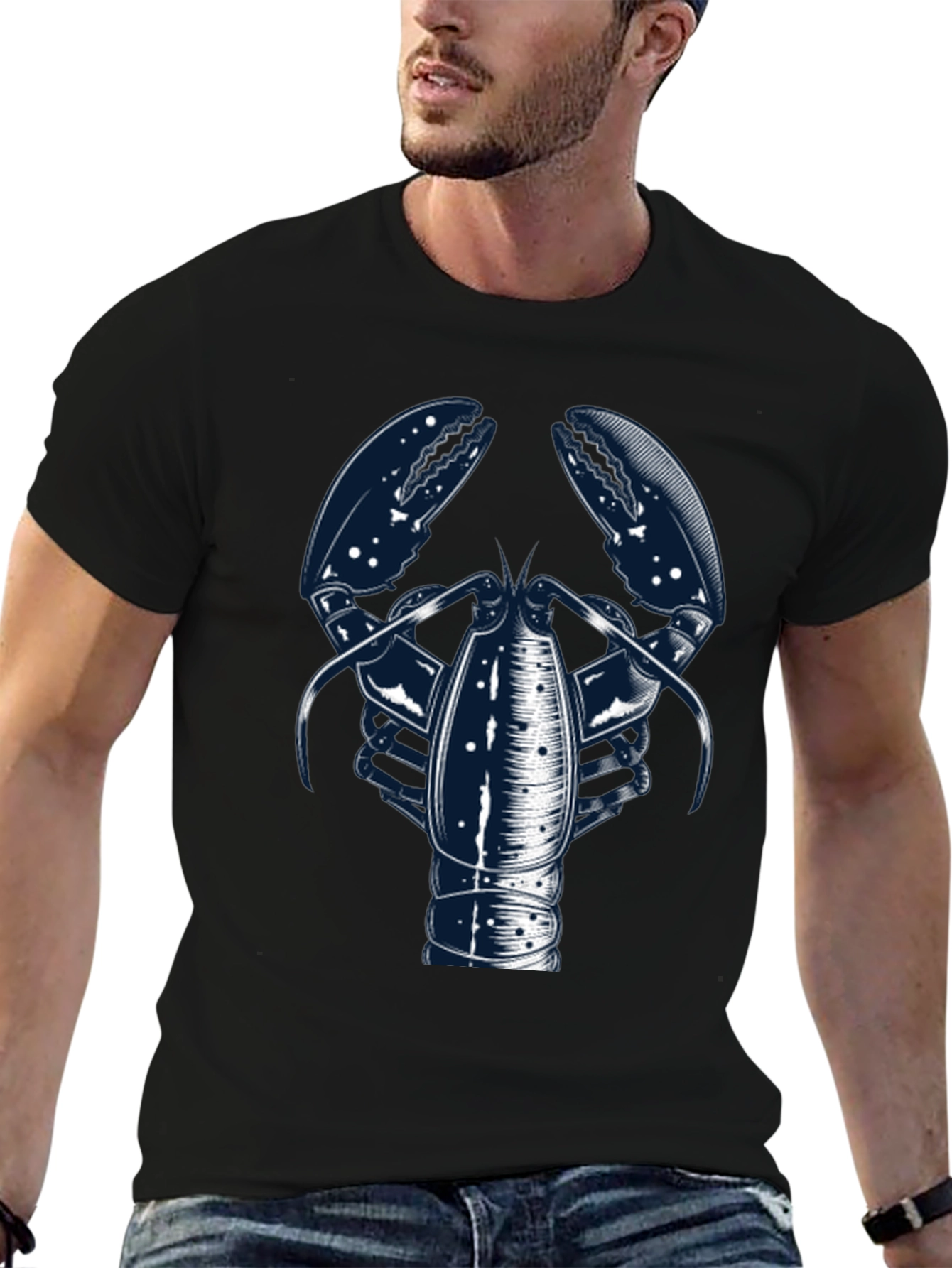 Lobster Graphic Print Crew Neck Tee