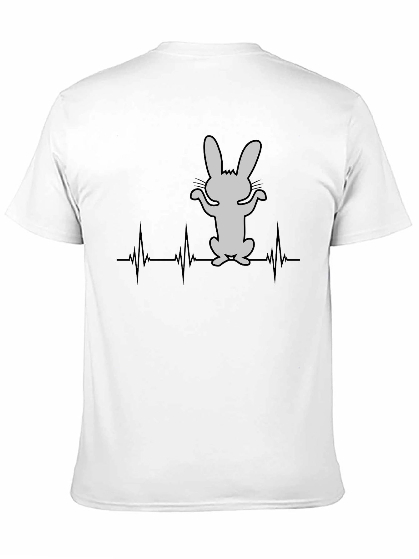 Rabbit Heartbeat T-Shirt - Mens Black Cotton Tee