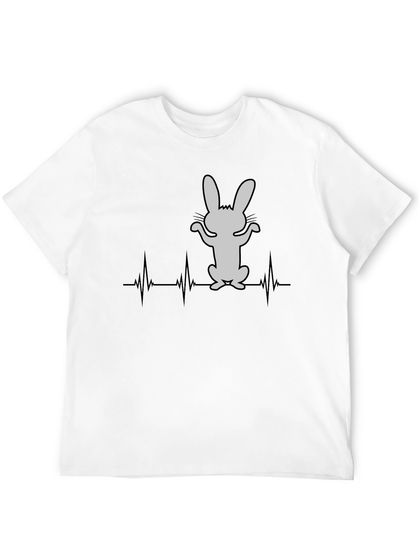 Rabbit Heartbeat T-Shirt - Mens Black Cotton Tee
