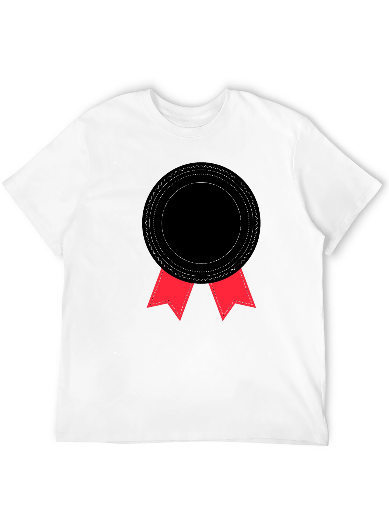 Black T-Shirt with Rosette Badge Graphic