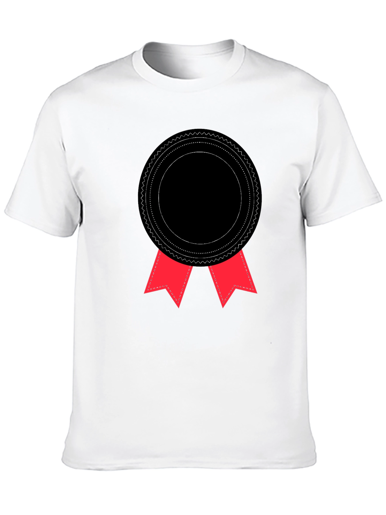 Black T-Shirt with Rosette Badge Graphic