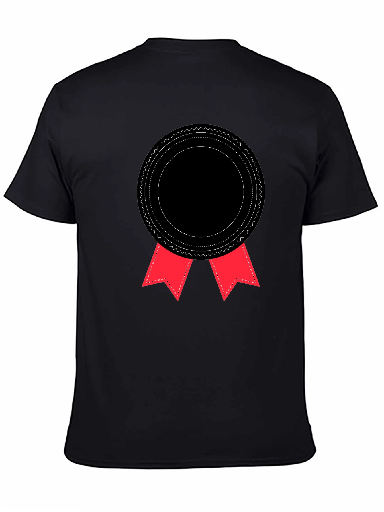 Black T-Shirt with Rosette Badge Graphic