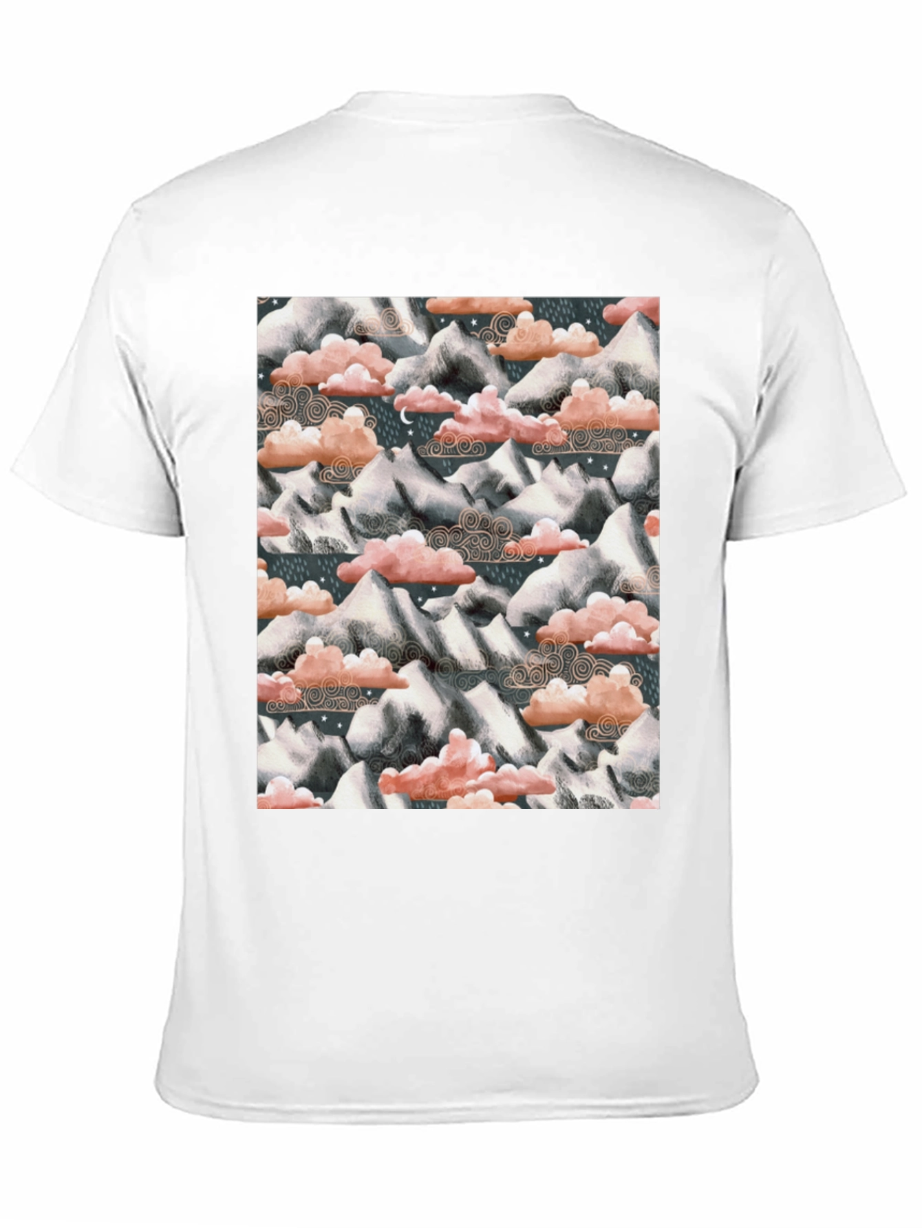 Mountain & Cloud Print T-Shirt