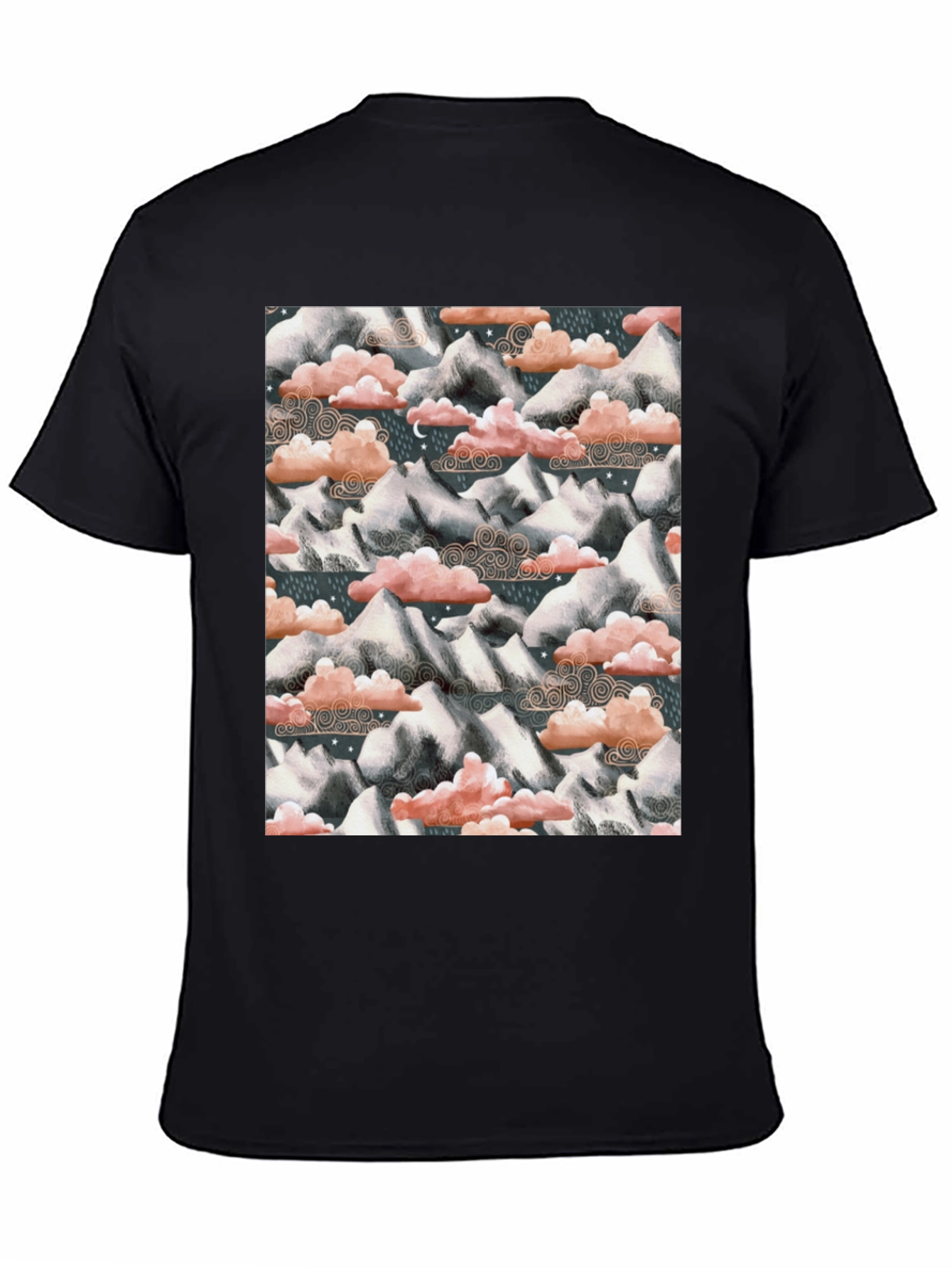 Mountain & Cloud Print T-Shirt