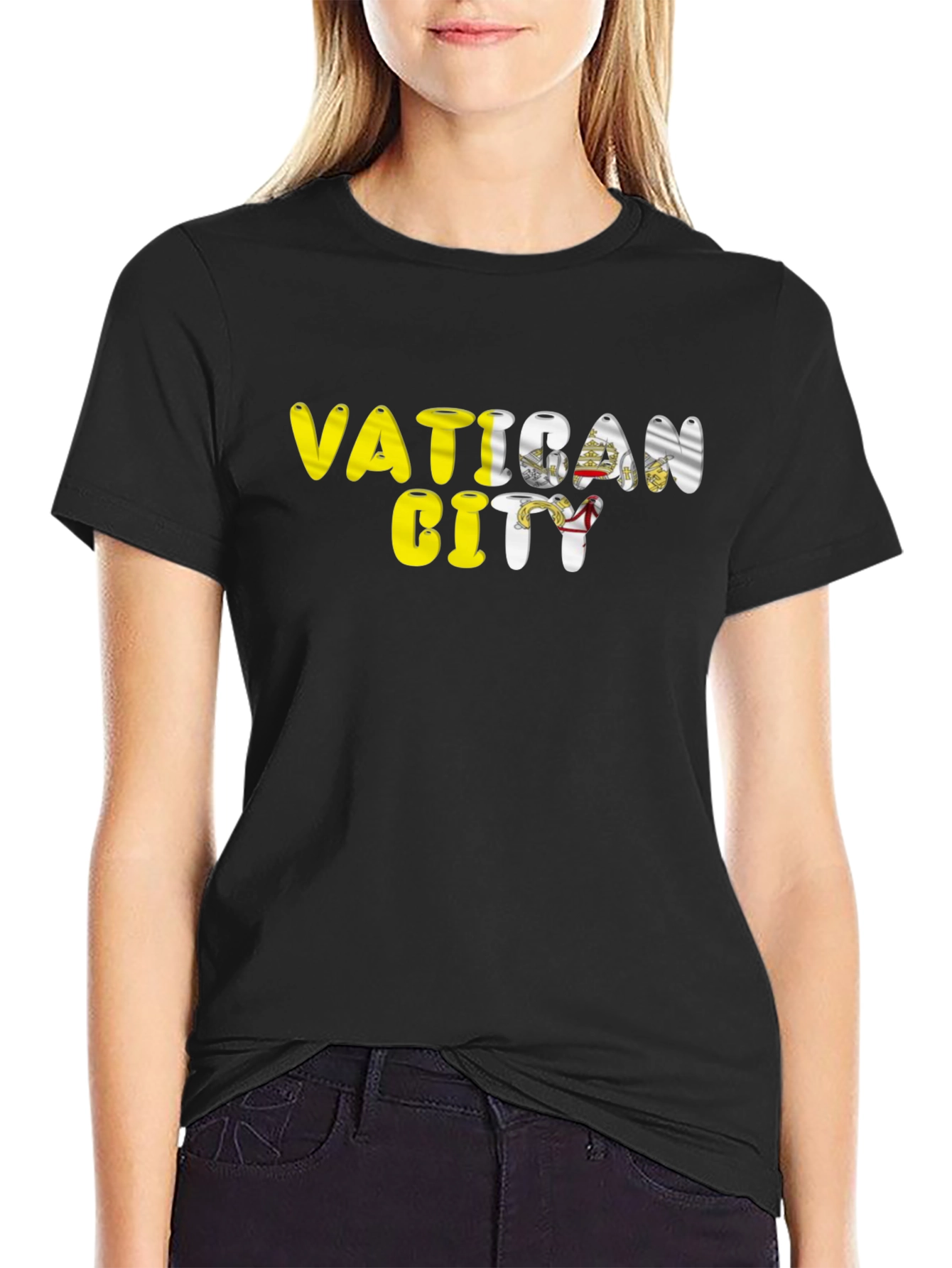 Vatican City Flag T-Shirt - Black Cotton Tee