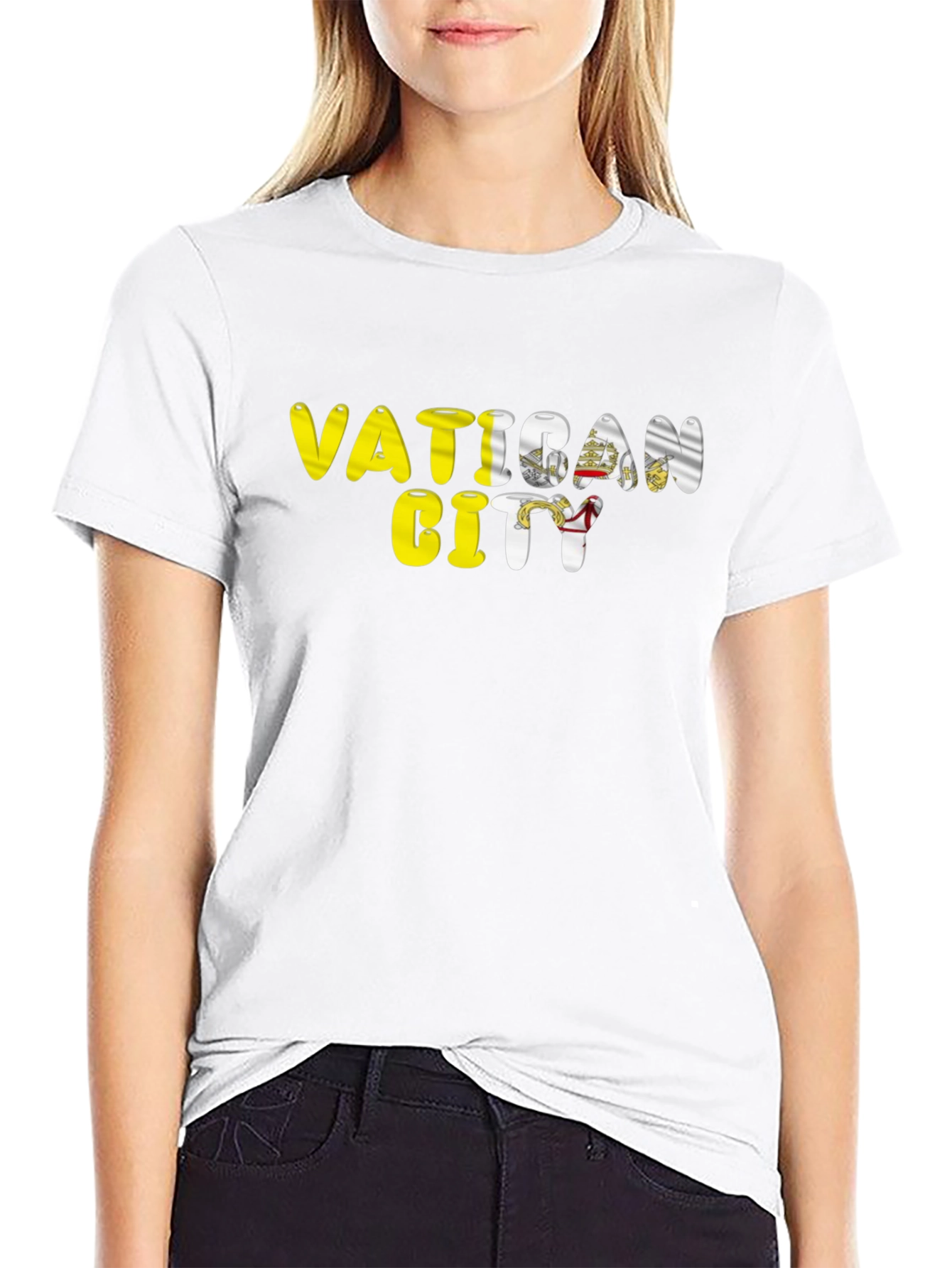 Vatican City Flag T-Shirt - Black Cotton Tee
