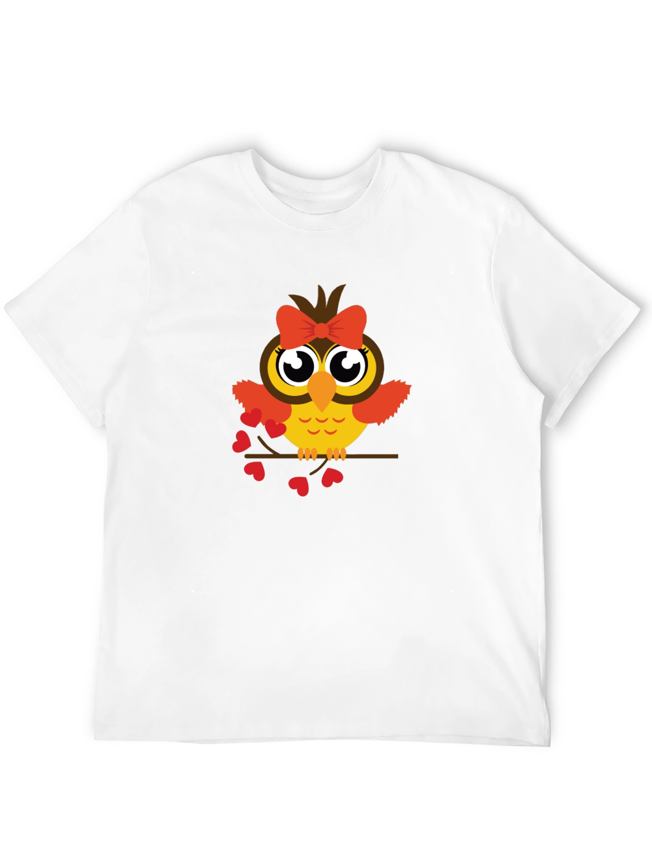 Cute Owl With Bow Black T-Shirt