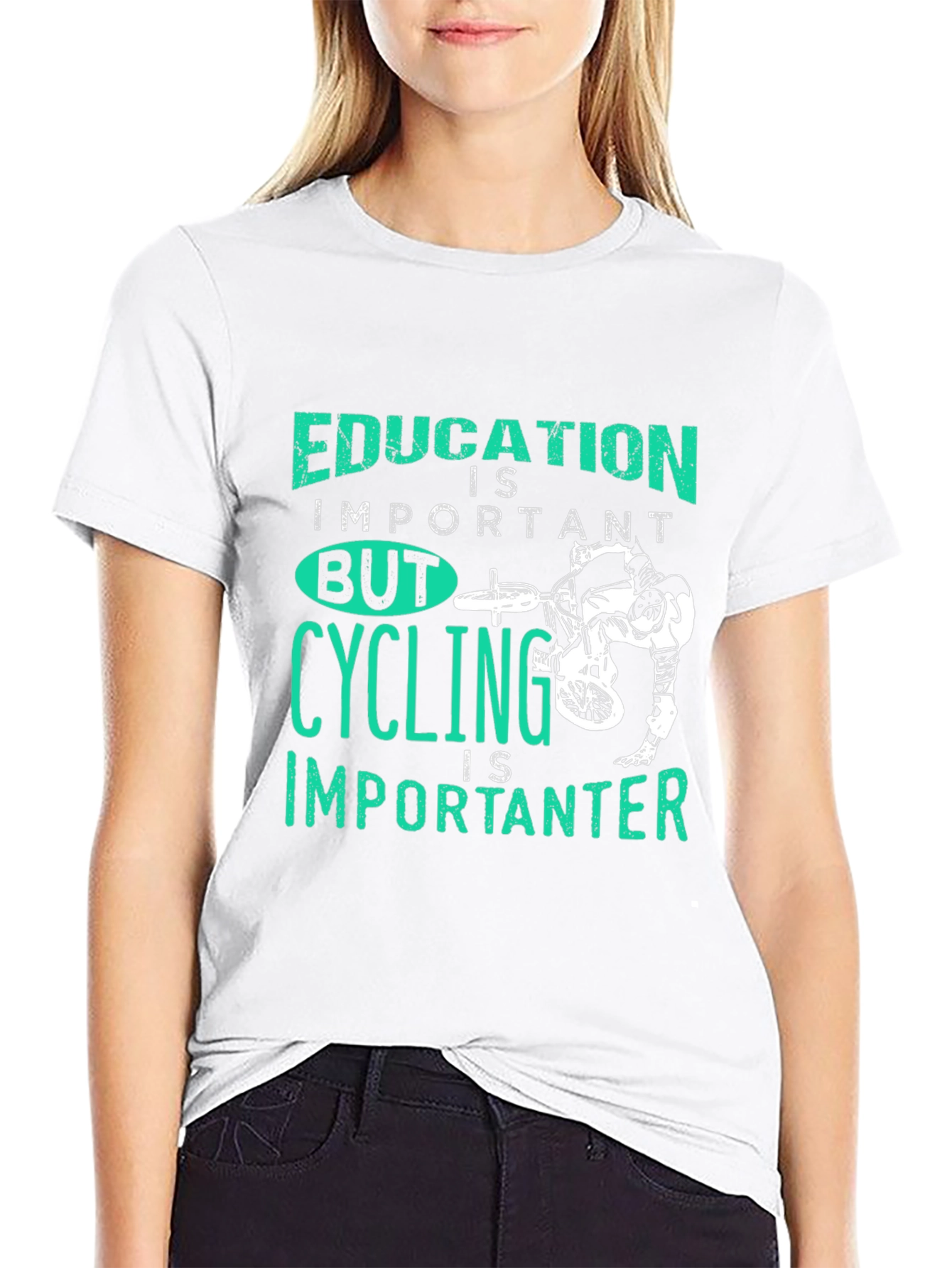 Education vs Cycling Graphic Tee