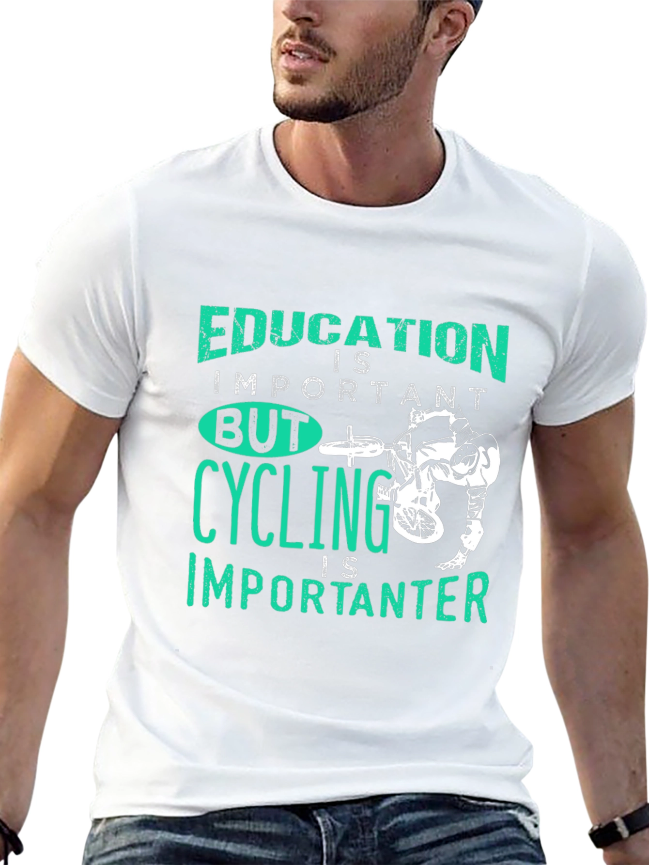 Education vs Cycling Graphic Tee