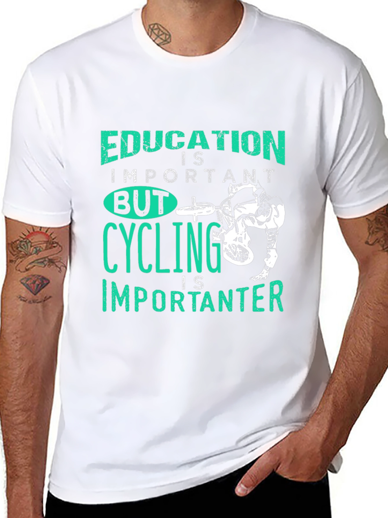 Education vs Cycling Graphic Tee