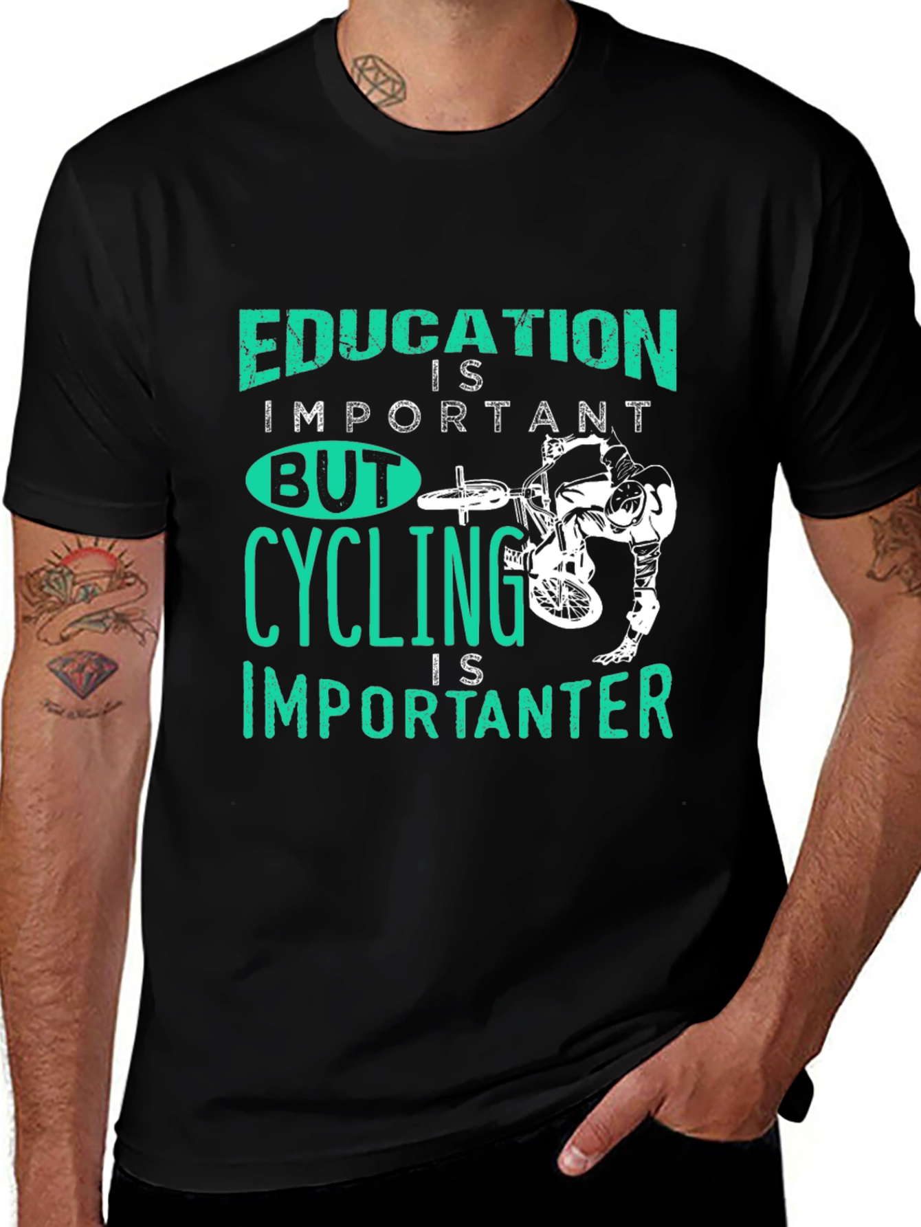 Education vs Cycling Graphic Tee