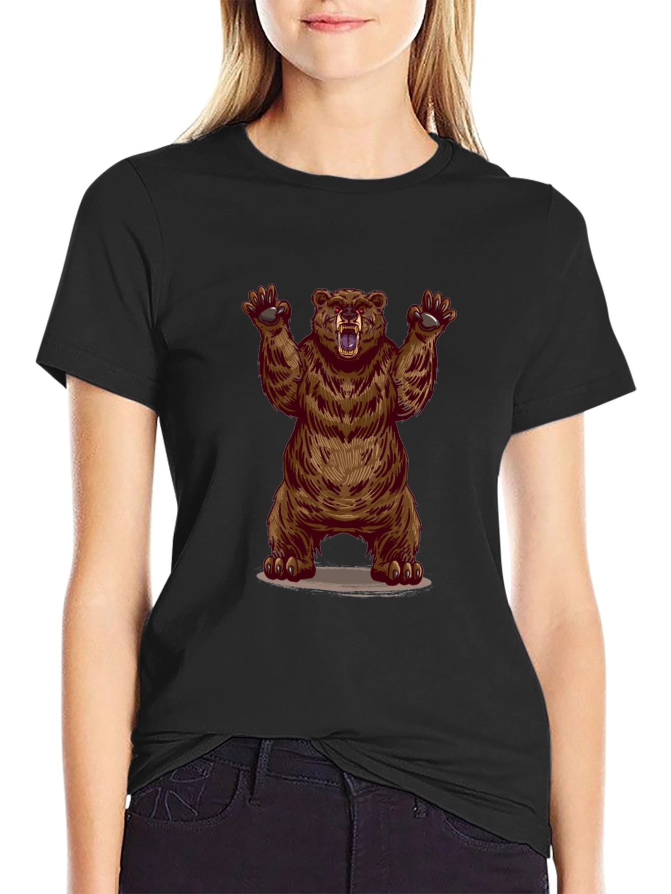 Bear Graphic Black T-Shirt - Animal Tee