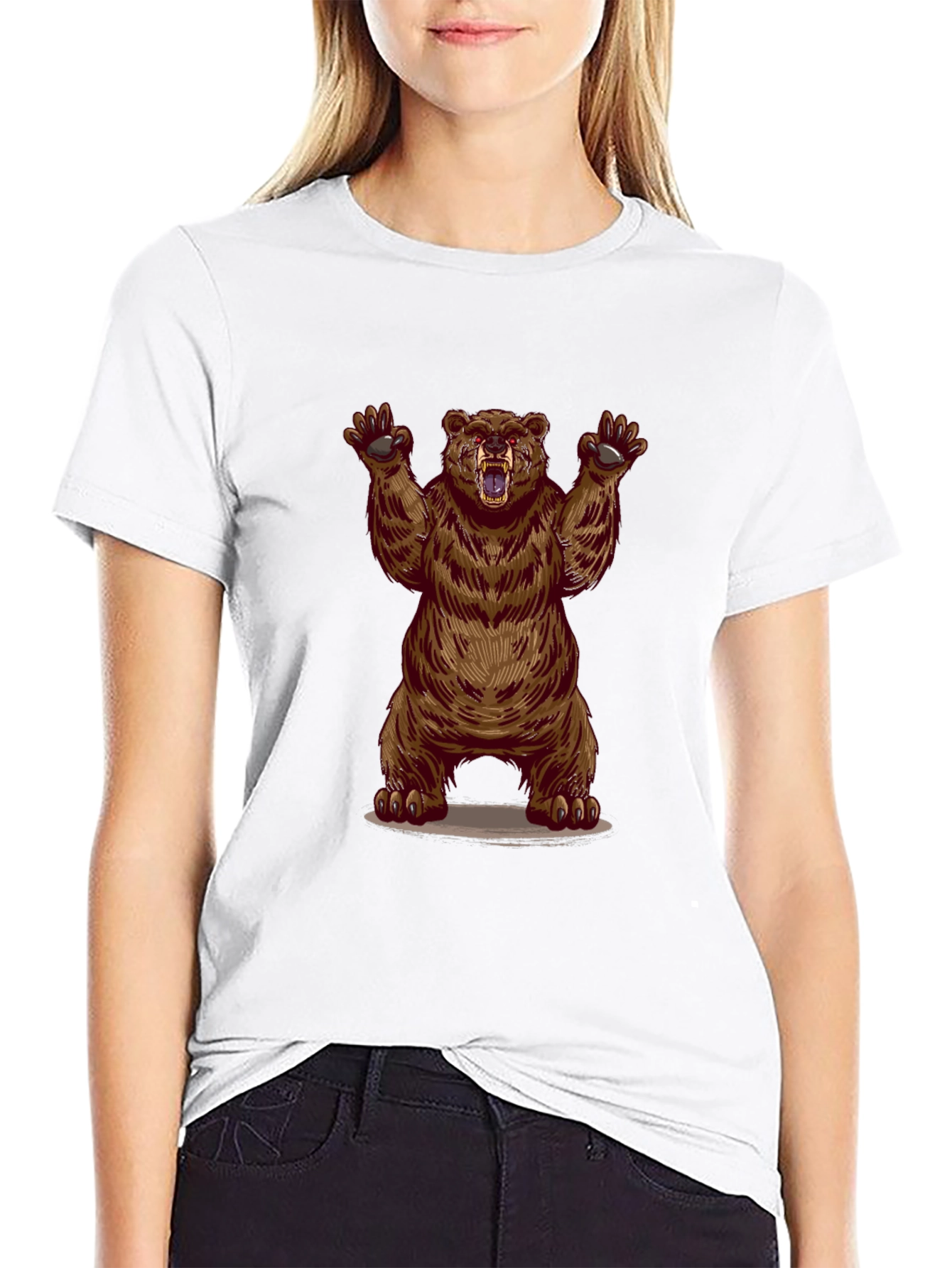Bear Graphic Black T-Shirt - Animal Tee