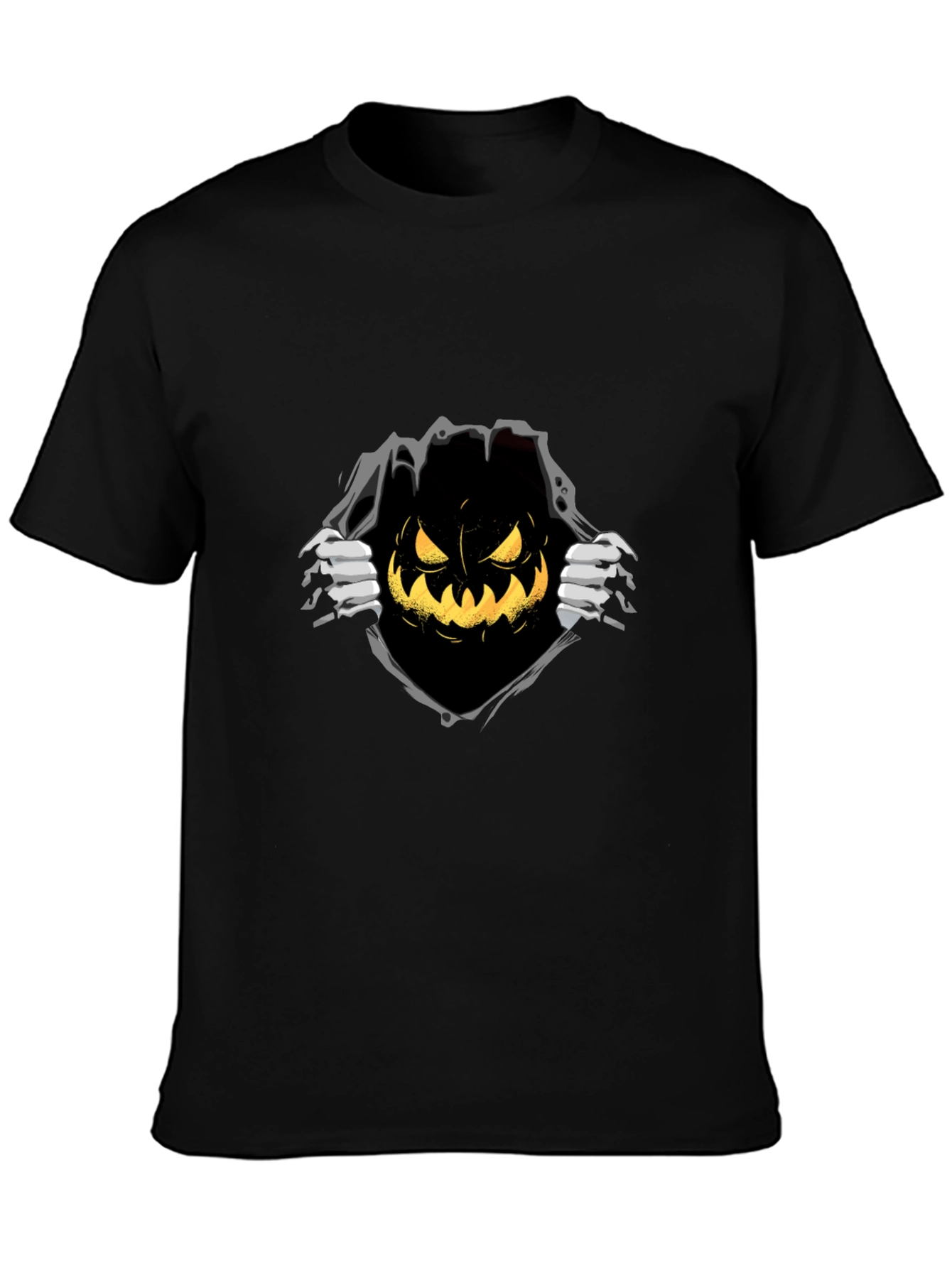 Halloween Pumpkin Graphic Tee - Black T-Shirt