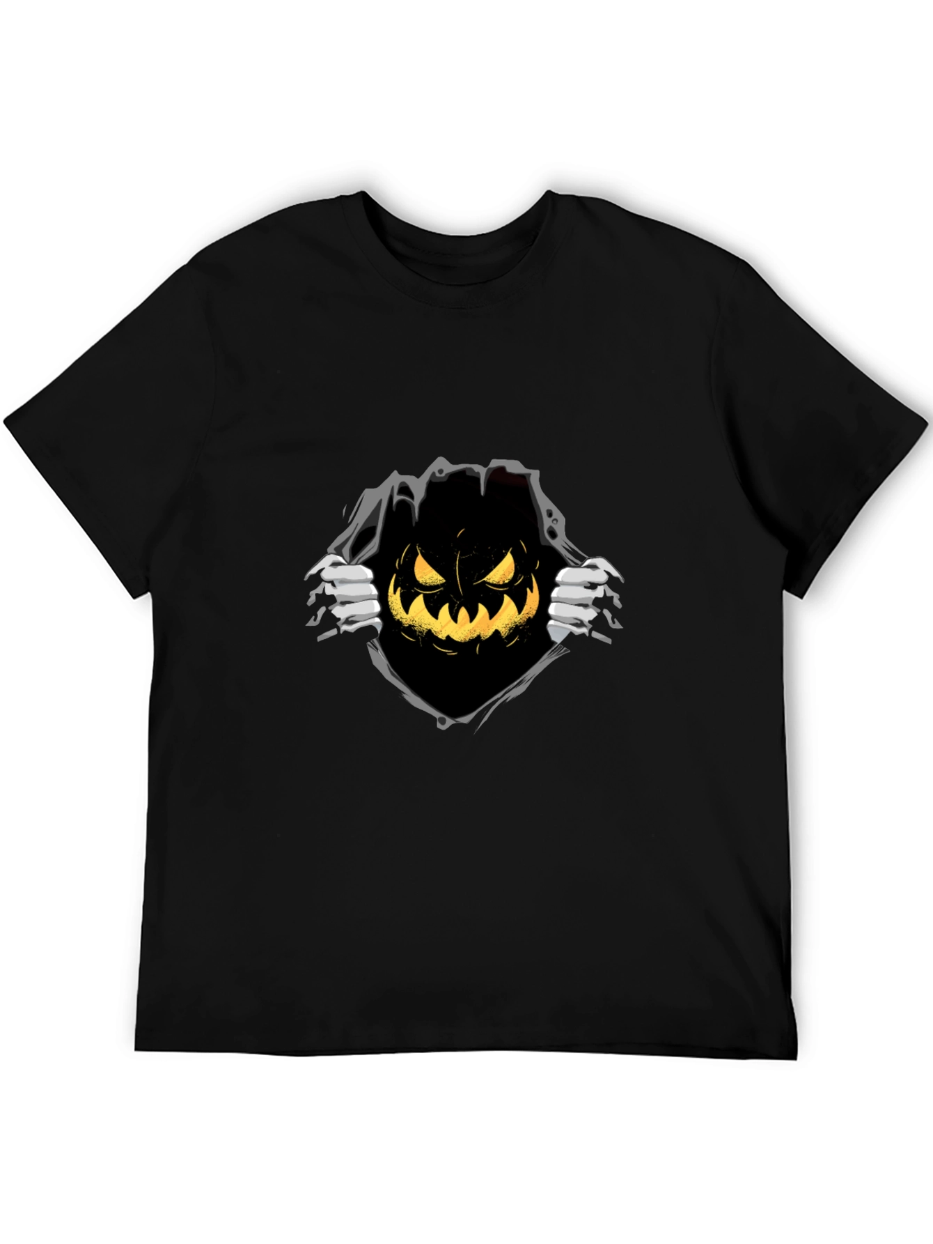 Halloween Pumpkin Graphic Tee - Black T-Shirt