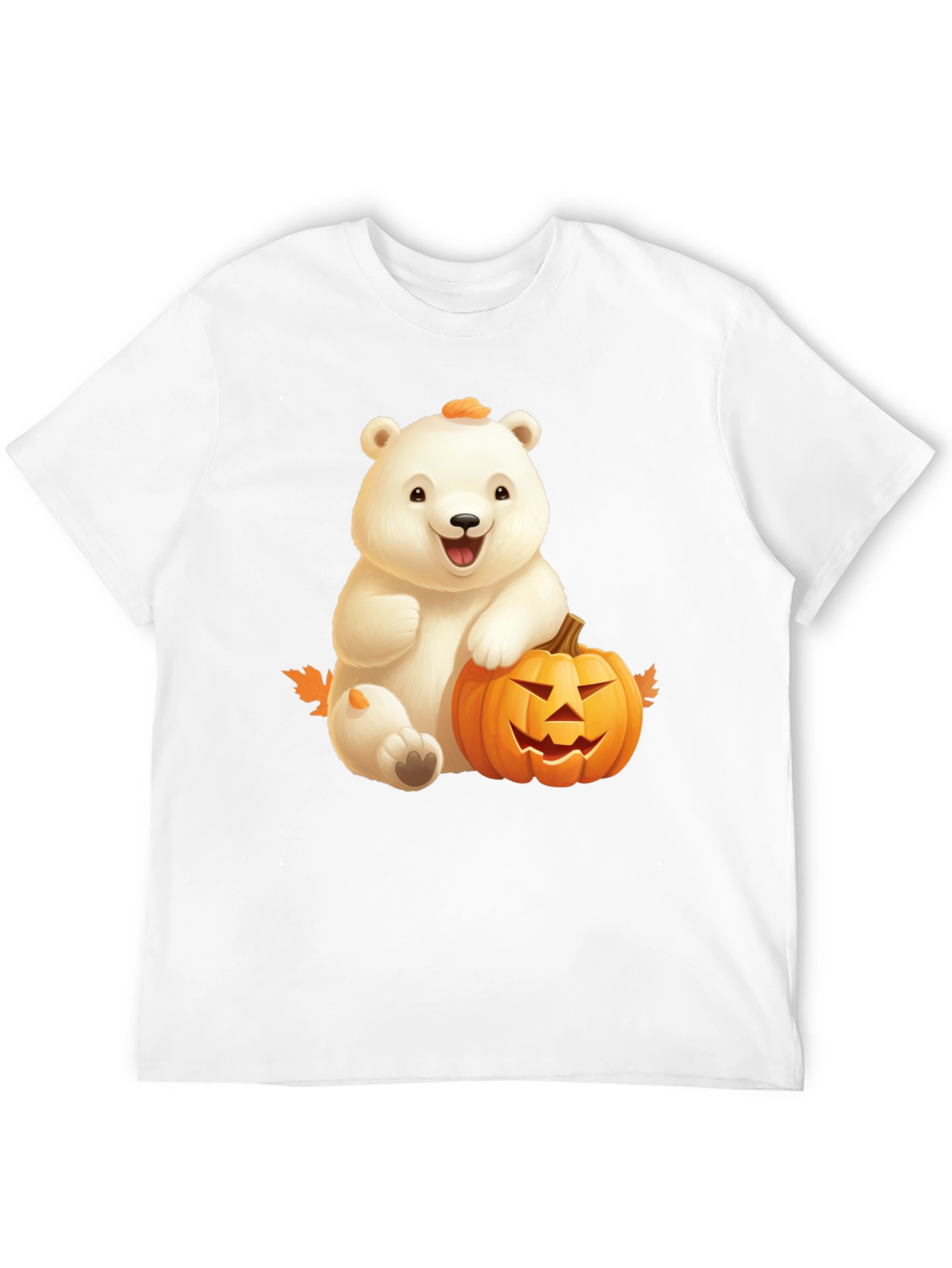 Halloween Bear & Pumpkin Black T-Shirt