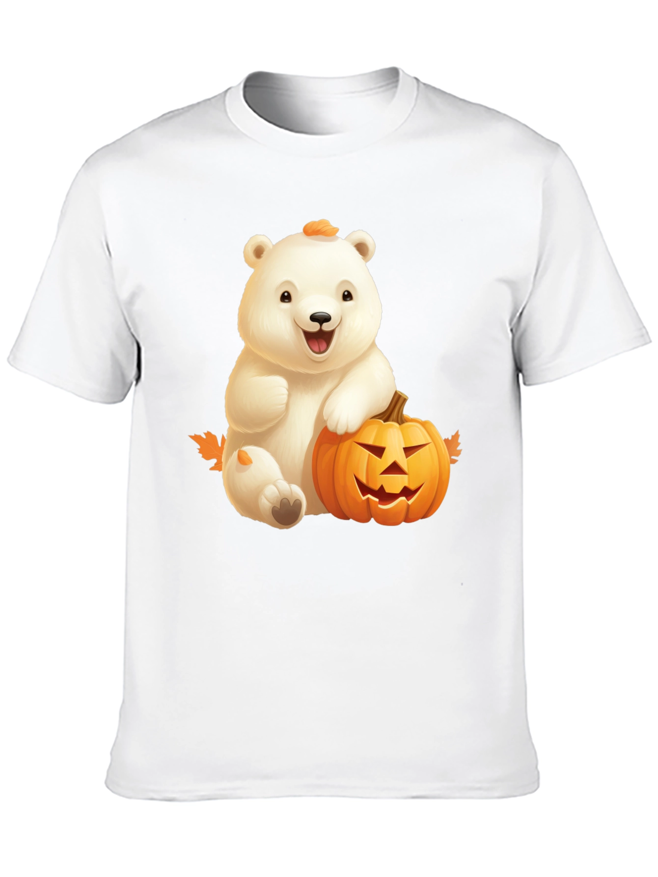 Halloween Bear & Pumpkin Black T-Shirt