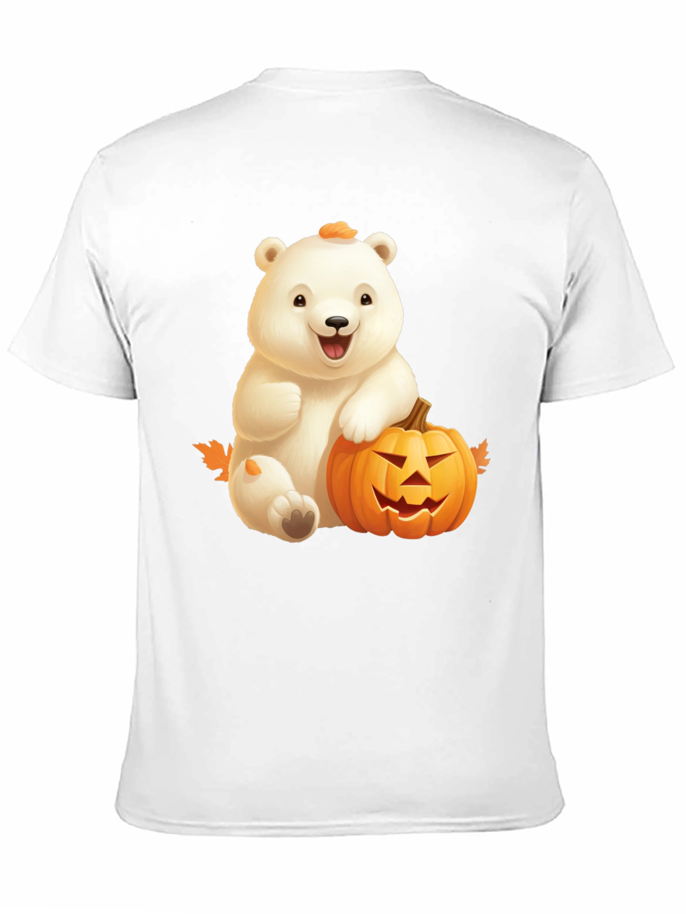 Halloween Bear & Pumpkin Black T-Shirt