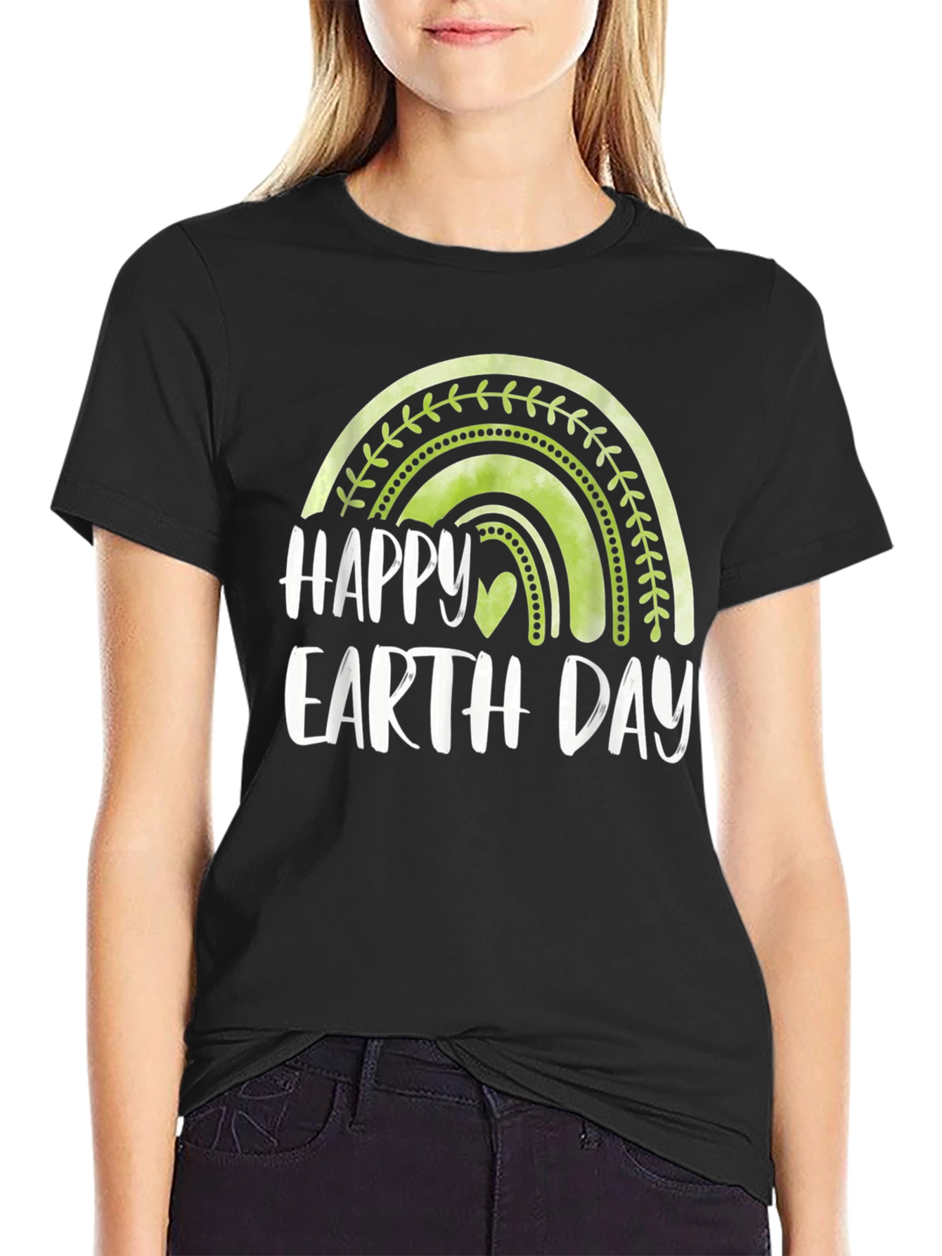 Happy Earth Day T-Shirt - Green Rainbow Design