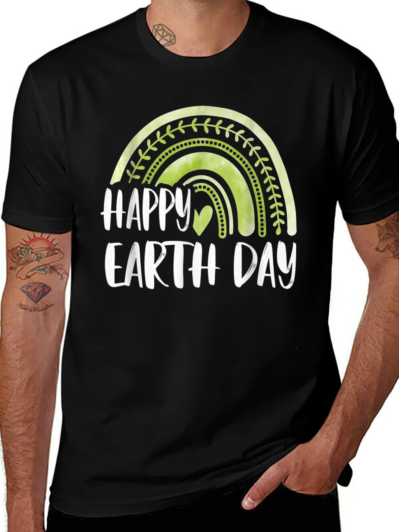 Happy Earth Day T-Shirt - Green Rainbow Design