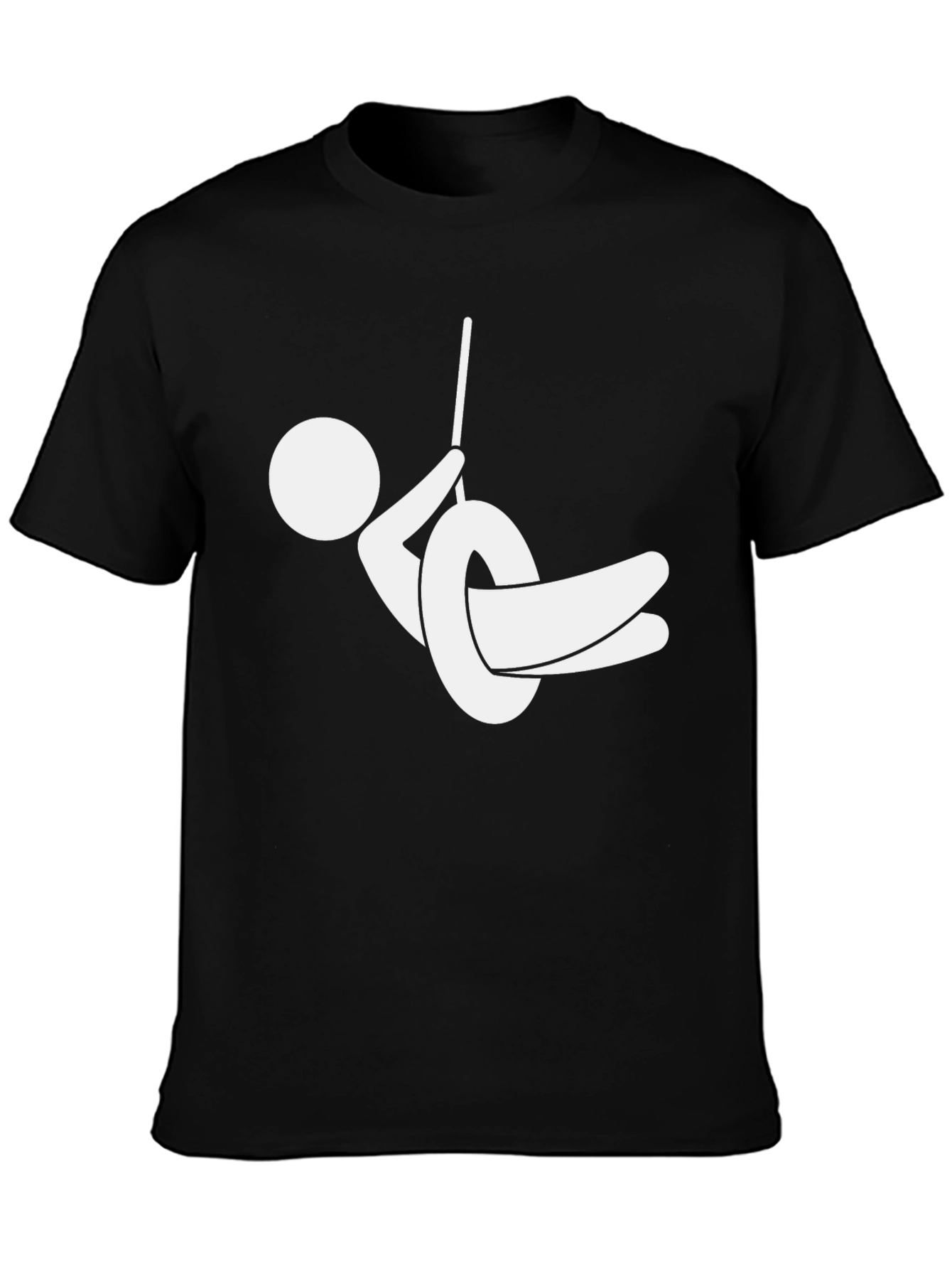 Stick Figure Tire Swing Graphic Tee - Black
