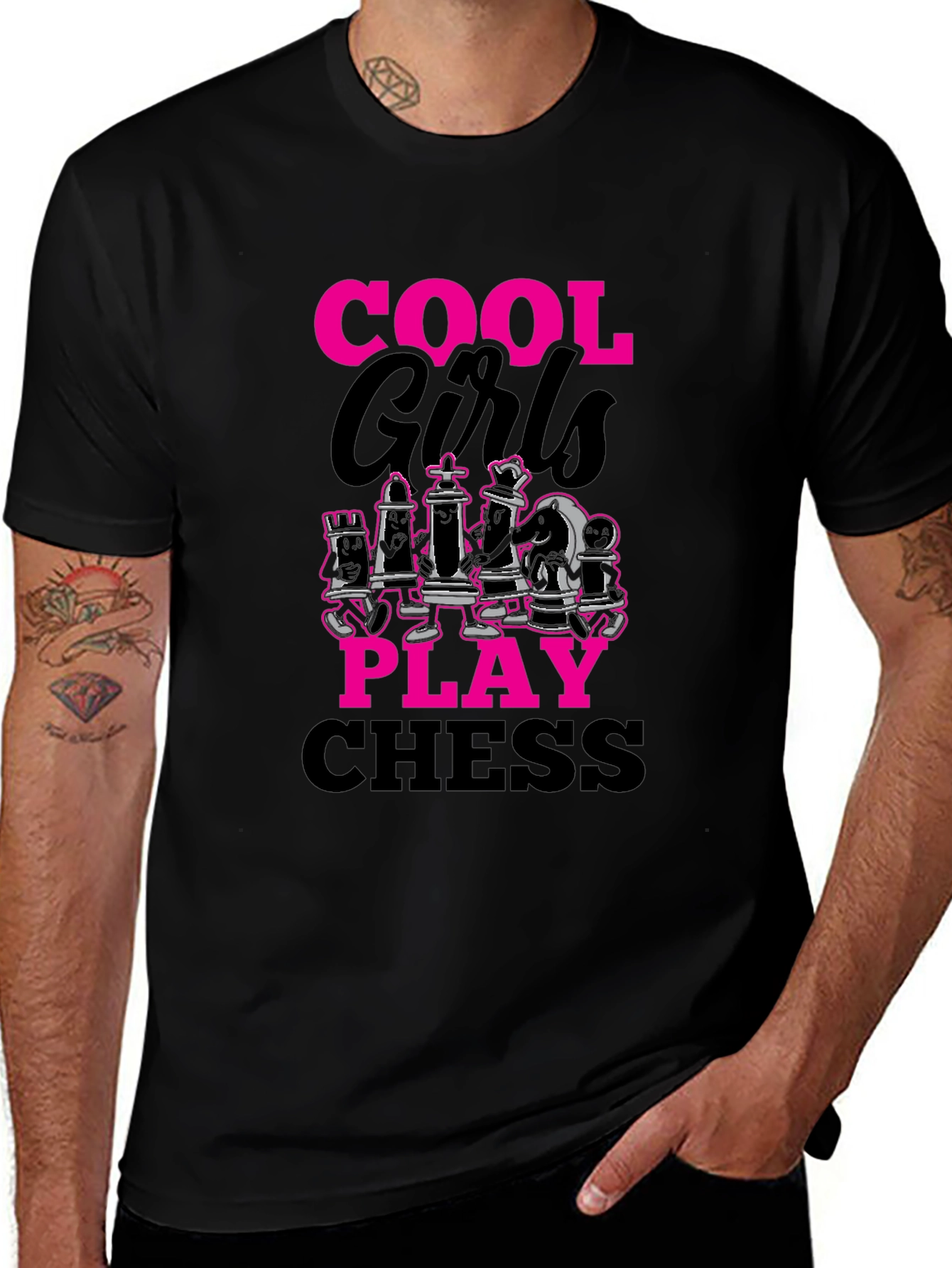 Cool Girls Play Chess T-Shirt Black