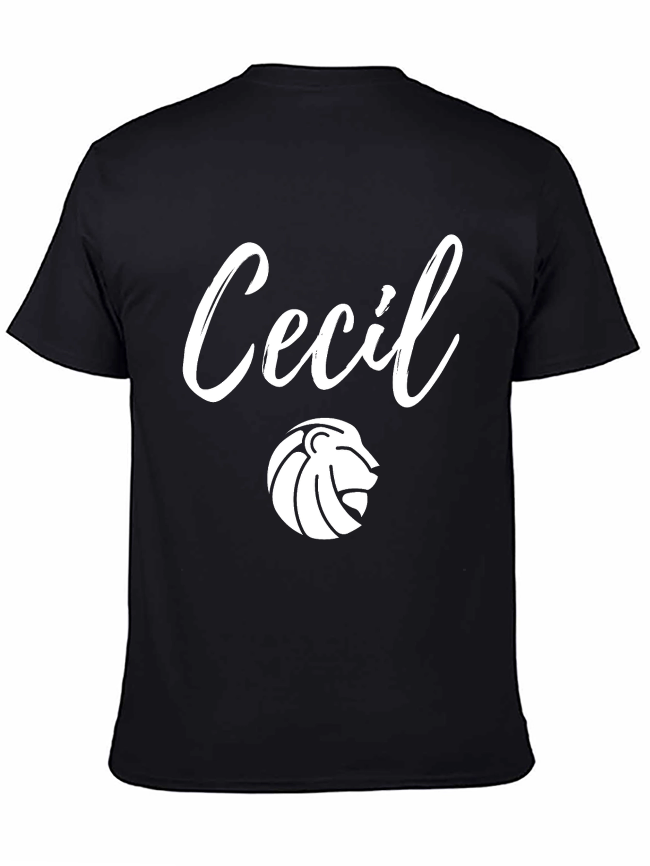 Personalized Cecil Lion Crest Black T-Shirt