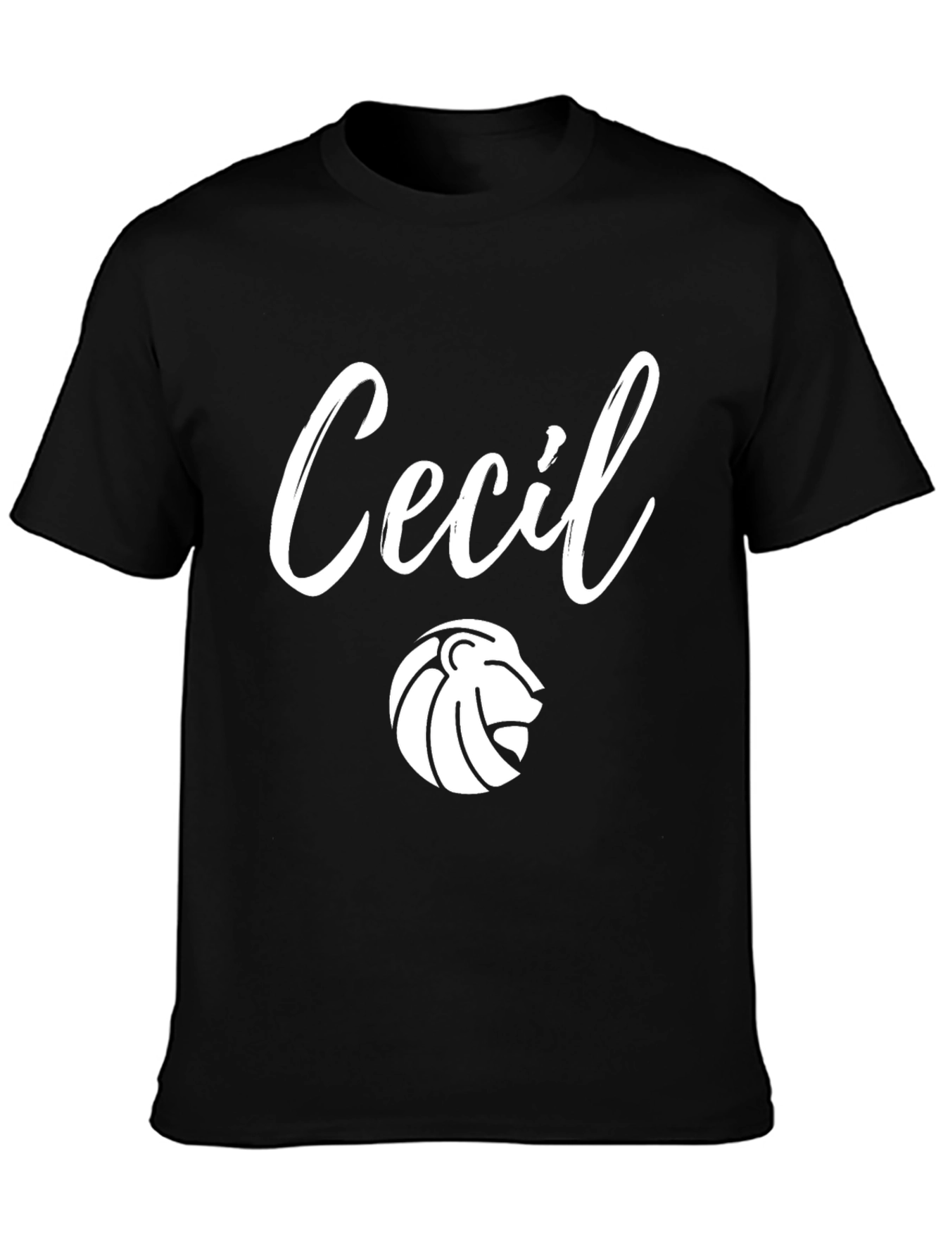 Personalized Cecil Lion Crest Black T-Shirt