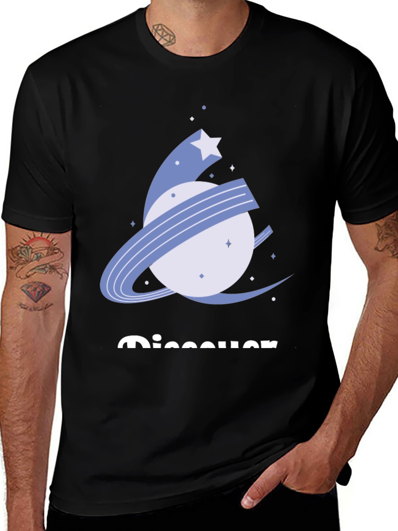 Discover Graphic Tee - Black Cotton Comfort