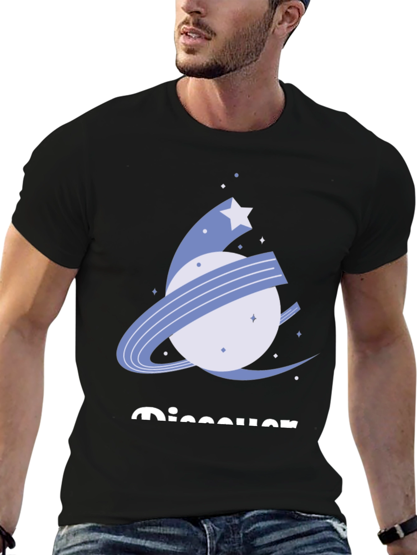 Discover Graphic Tee - Black Cotton Comfort