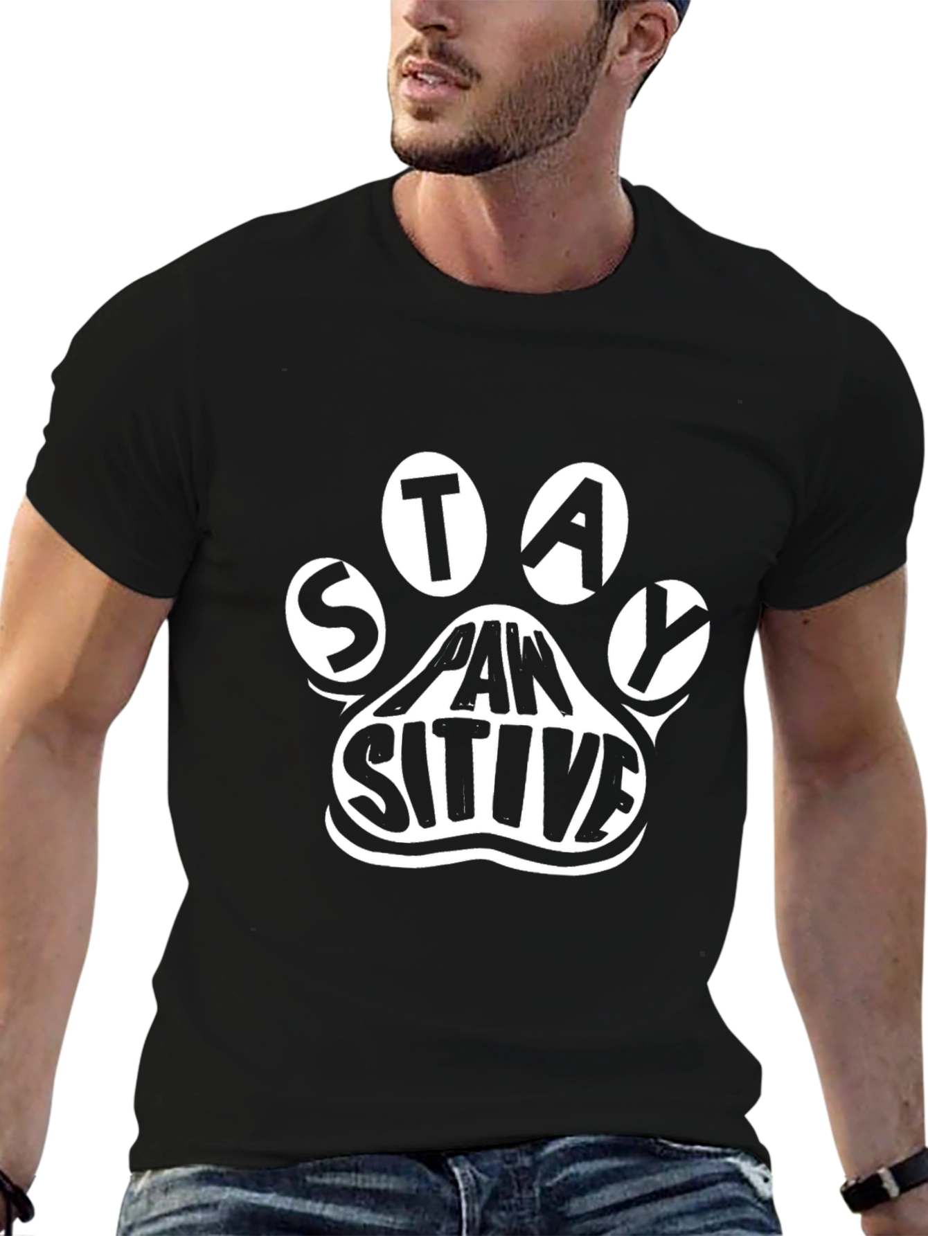 Stay Pawsitive Black T-Shirt