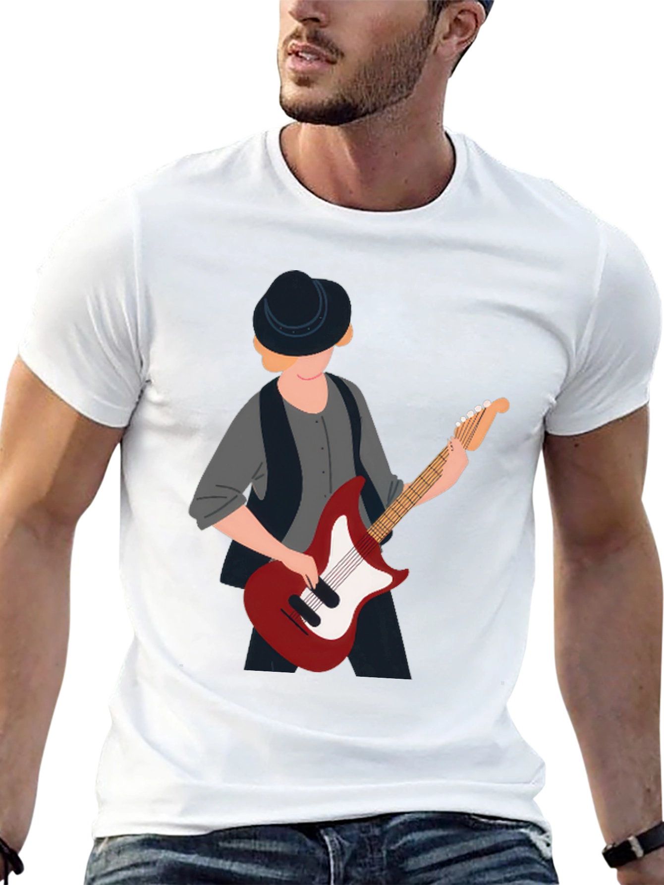 Cool Guitar Player Graphic T-Shirt