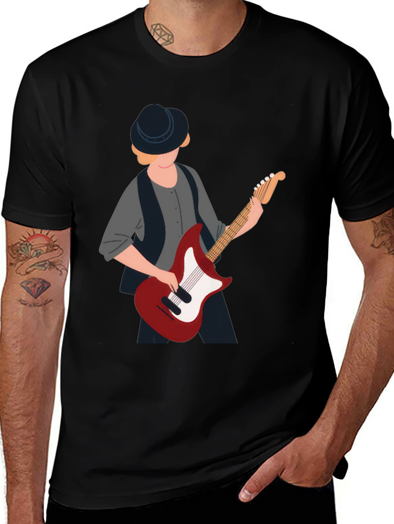 Cool Guitar Player Graphic T-Shirt