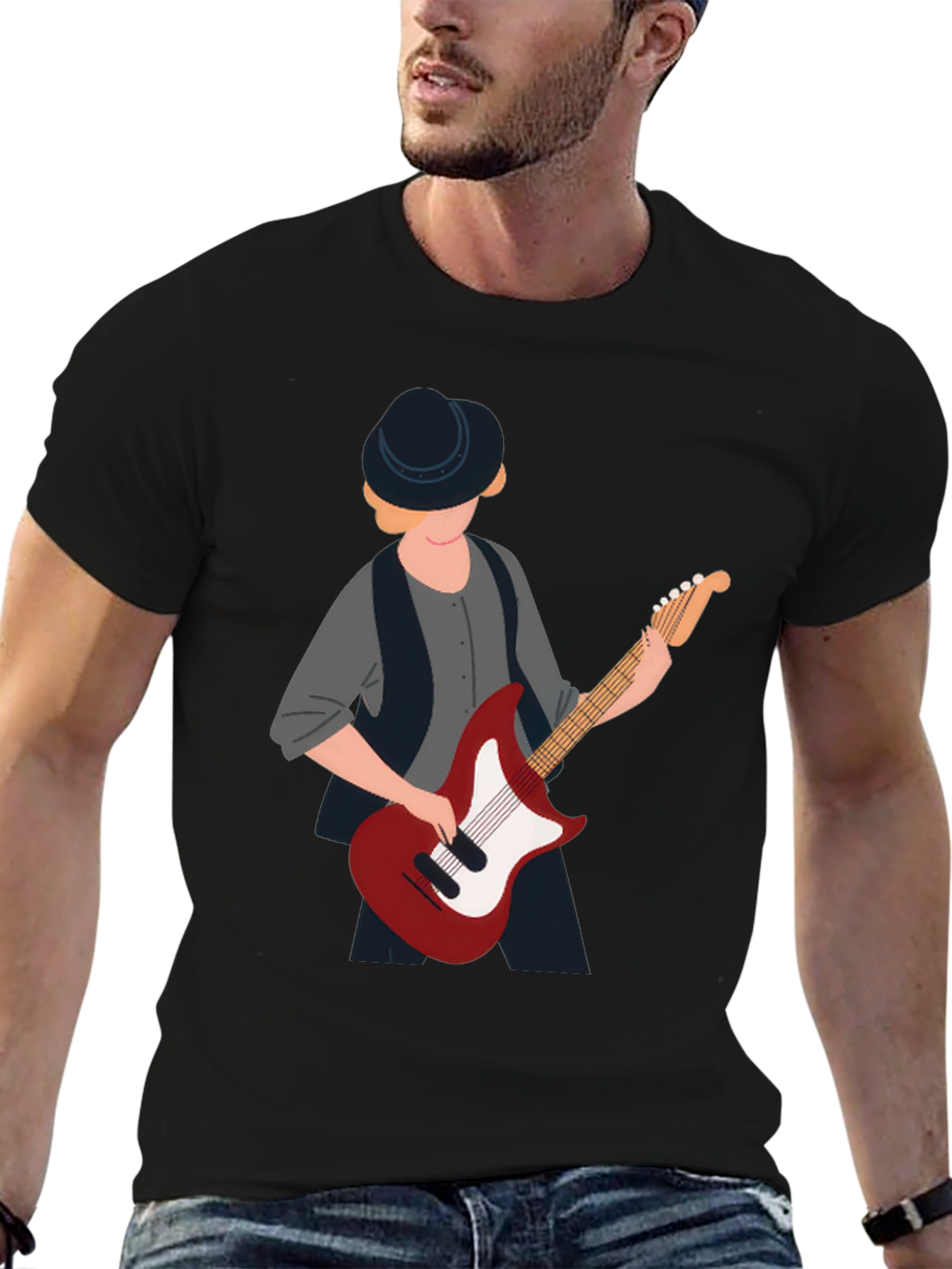 Cool Guitar Player Graphic T-Shirt