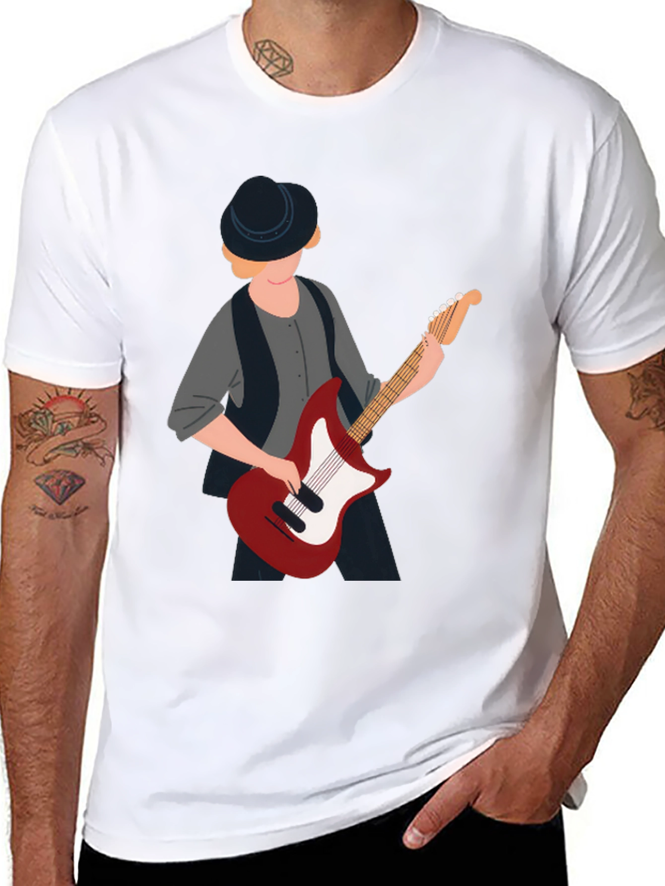 Cool Guitar Player Graphic T-Shirt