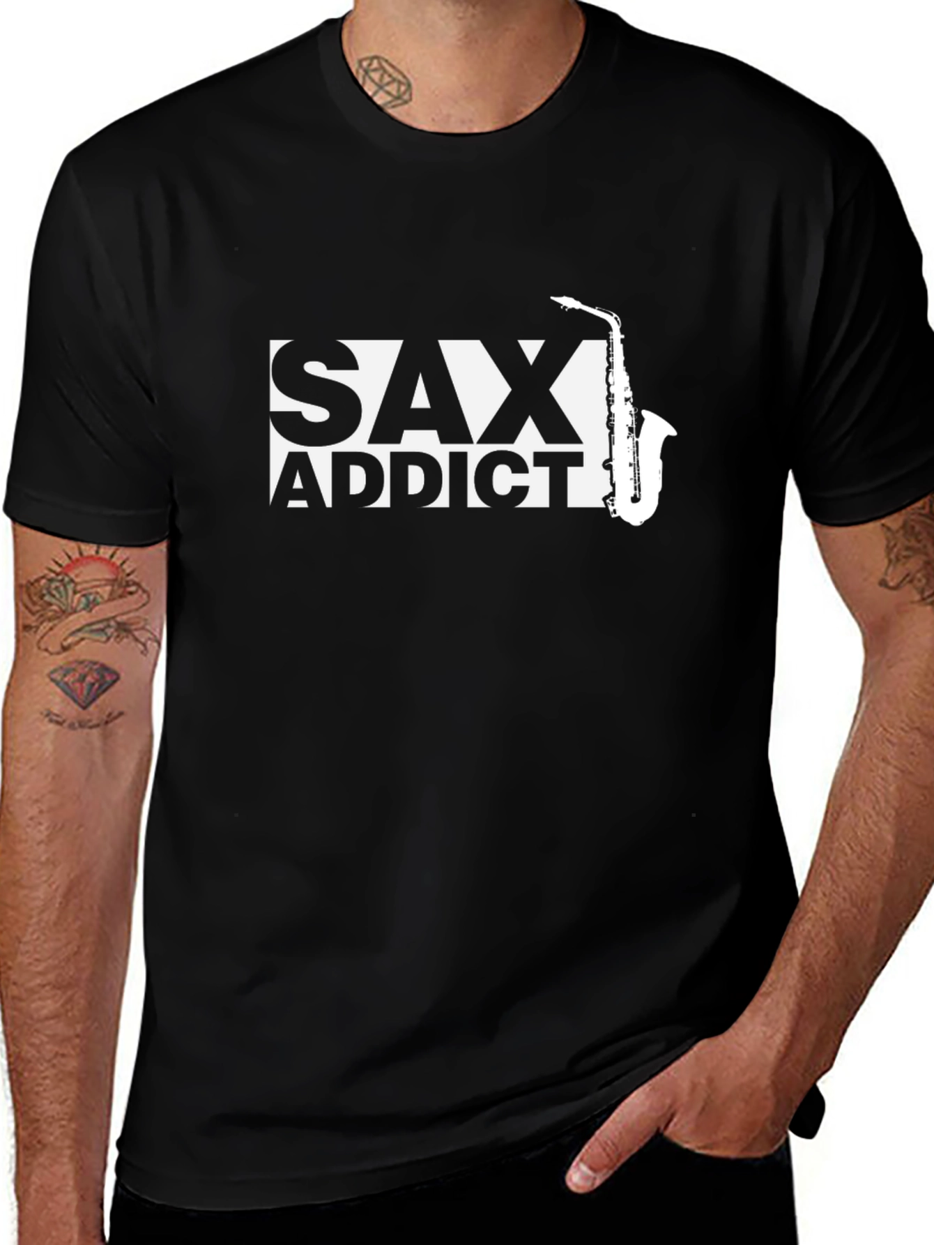 Sax Addict Graphic Tee - Music Lover T-Shirt