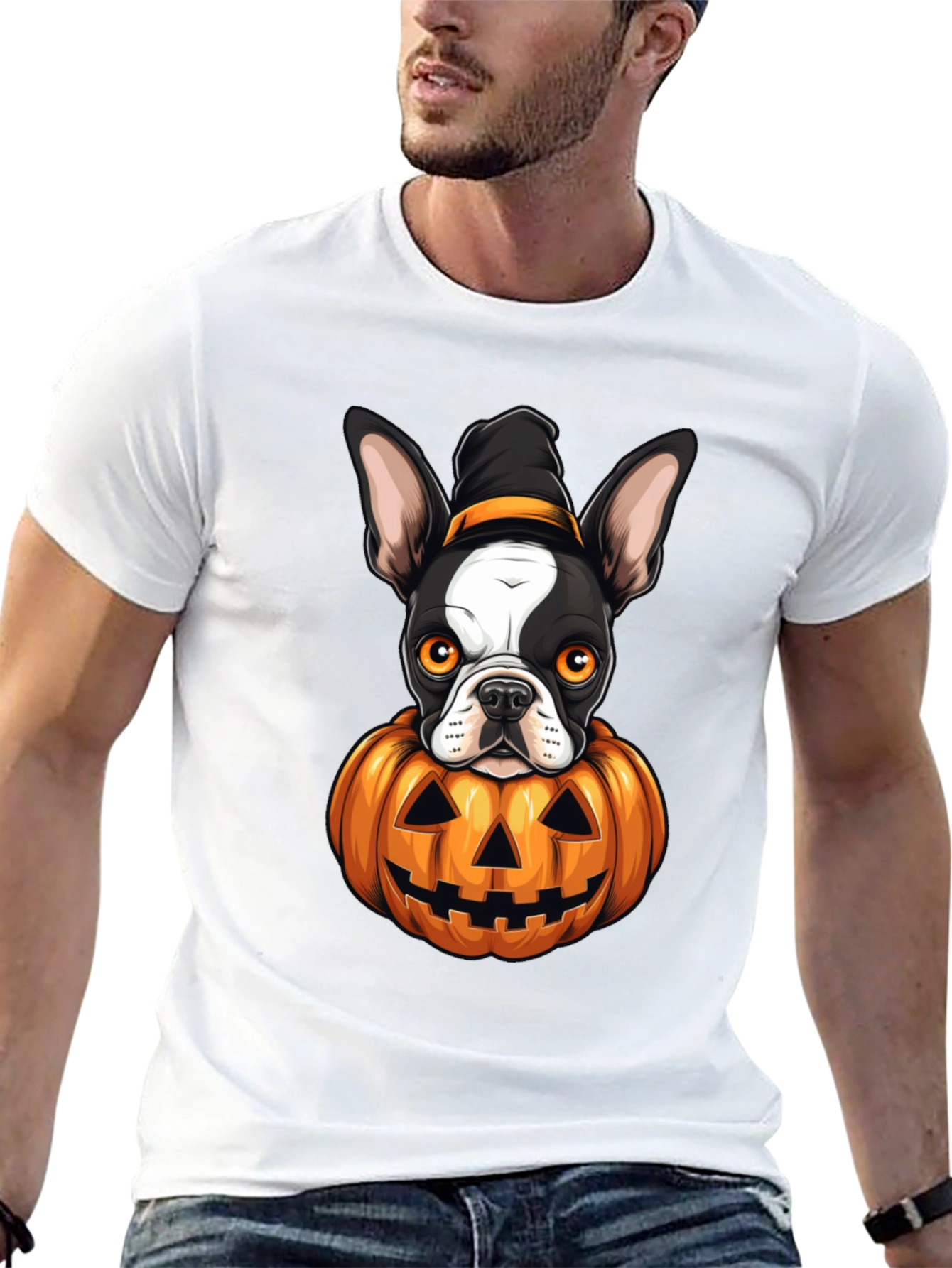 Halloween Dog in Pumpkin T-Shirt