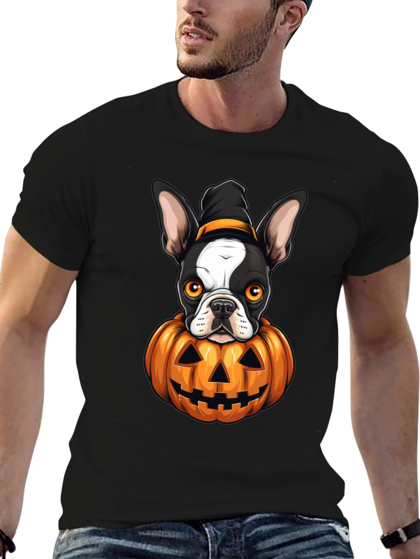 Halloween Dog in Pumpkin T-Shirt