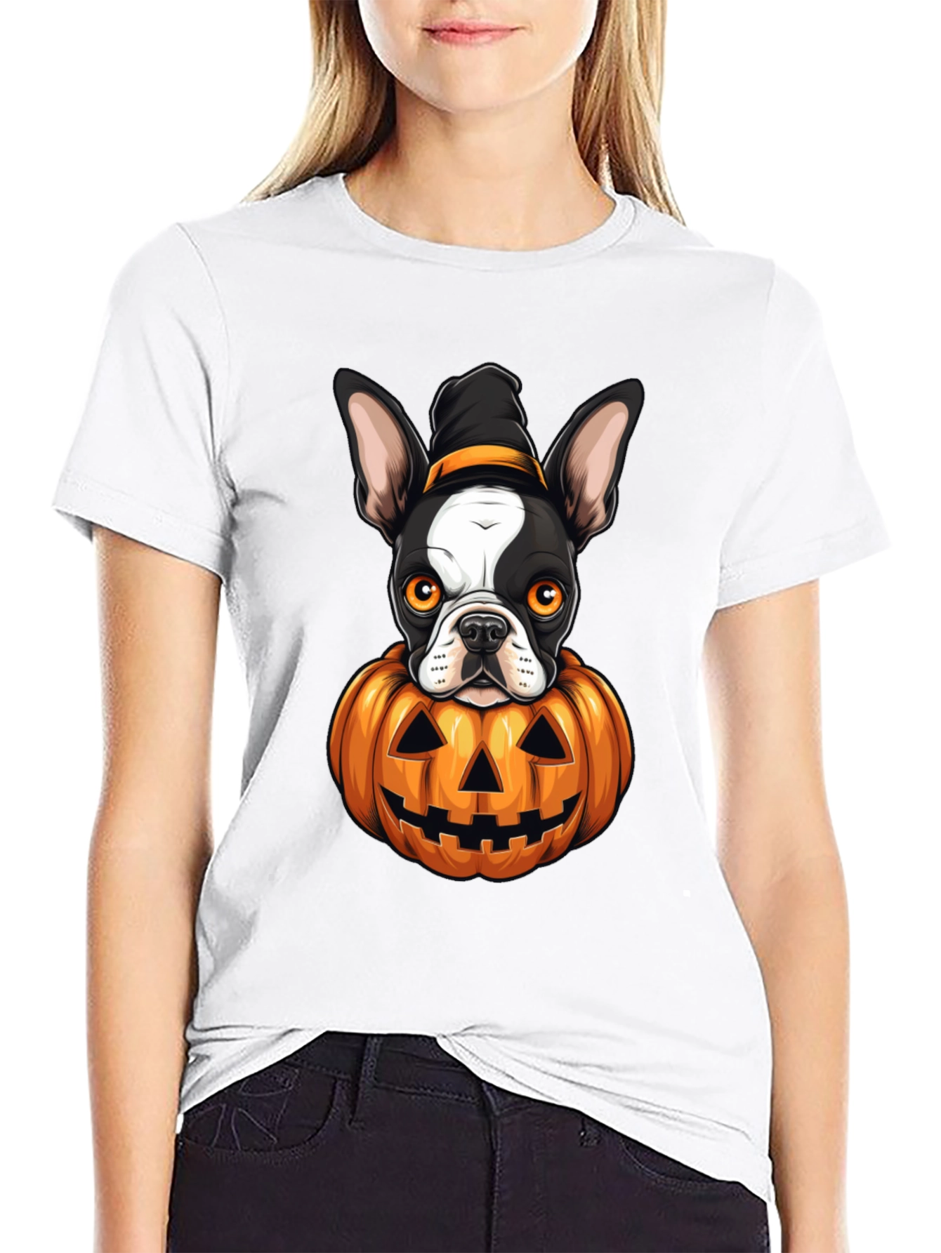 Halloween Dog in Pumpkin T-Shirt