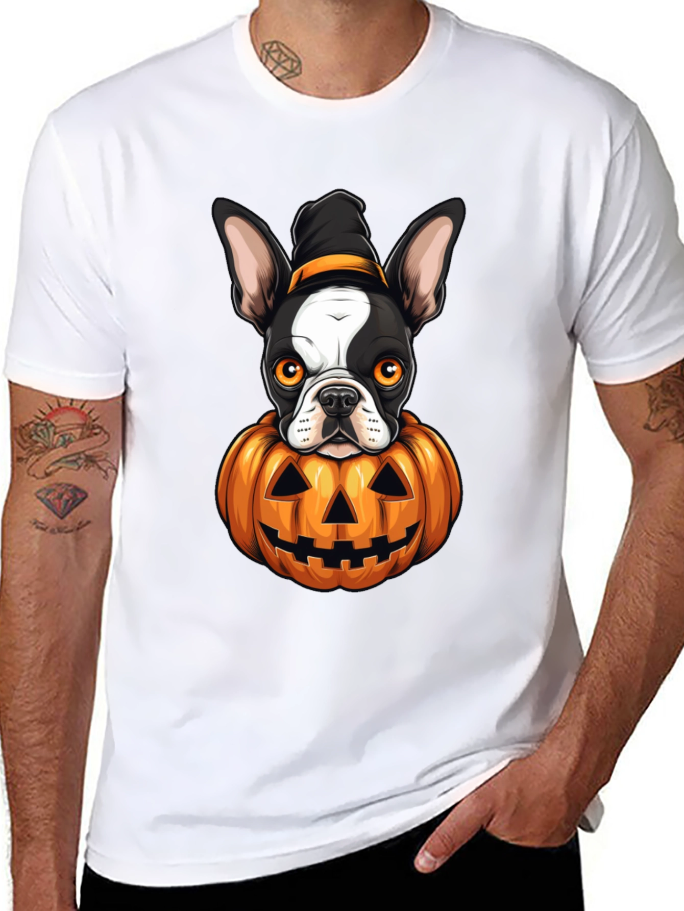Halloween Dog in Pumpkin T-Shirt