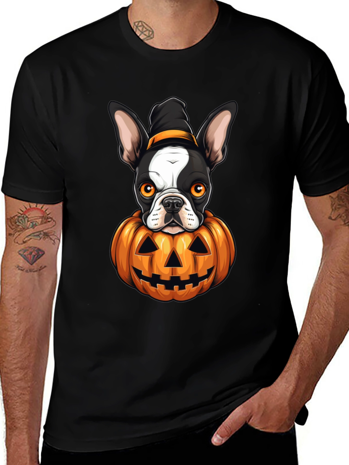 Halloween Dog in Pumpkin T-Shirt