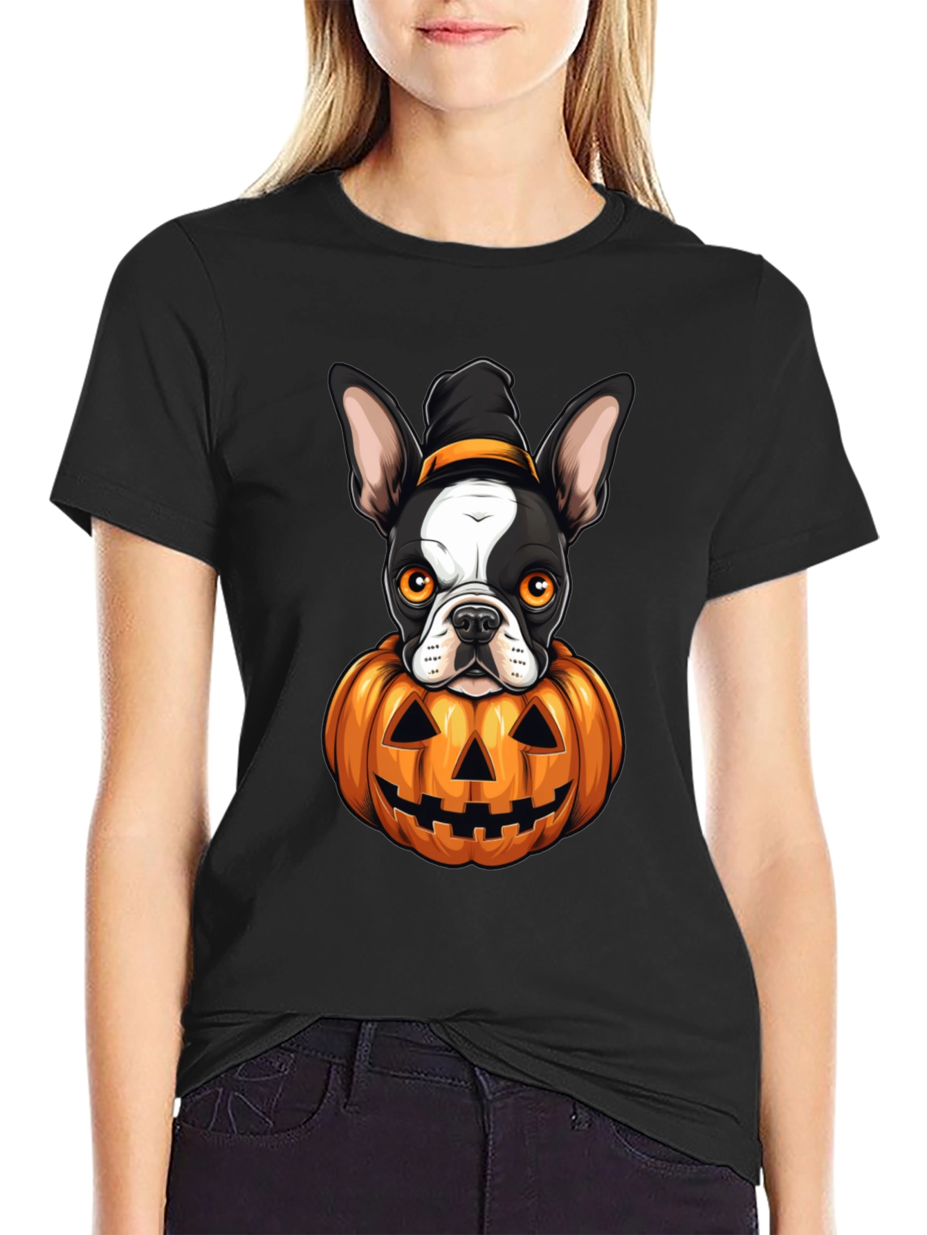 Halloween Dog in Pumpkin T-Shirt