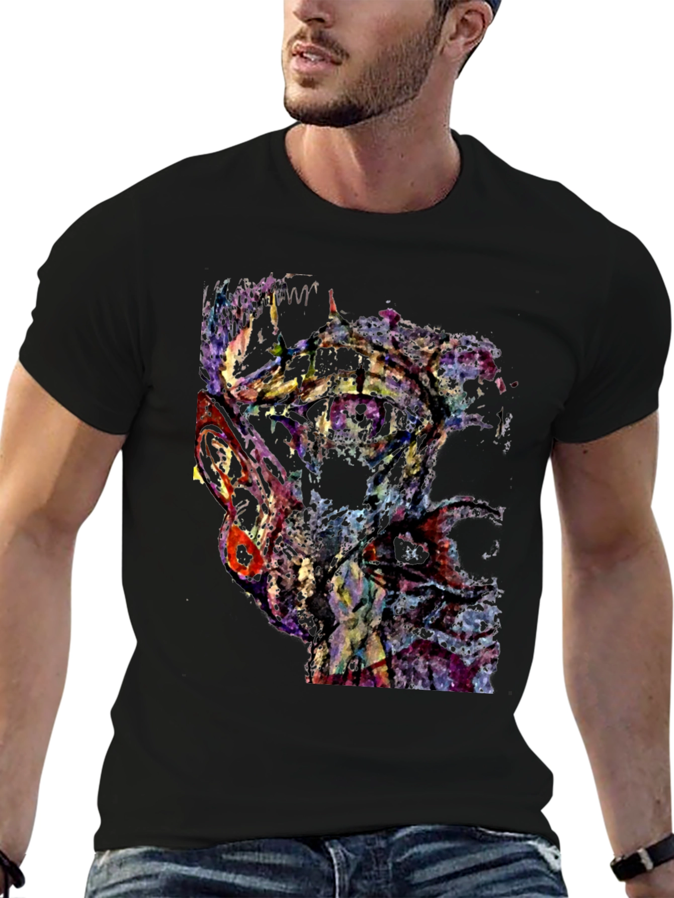Abstract Art Graphic Print Black T-Shirt
