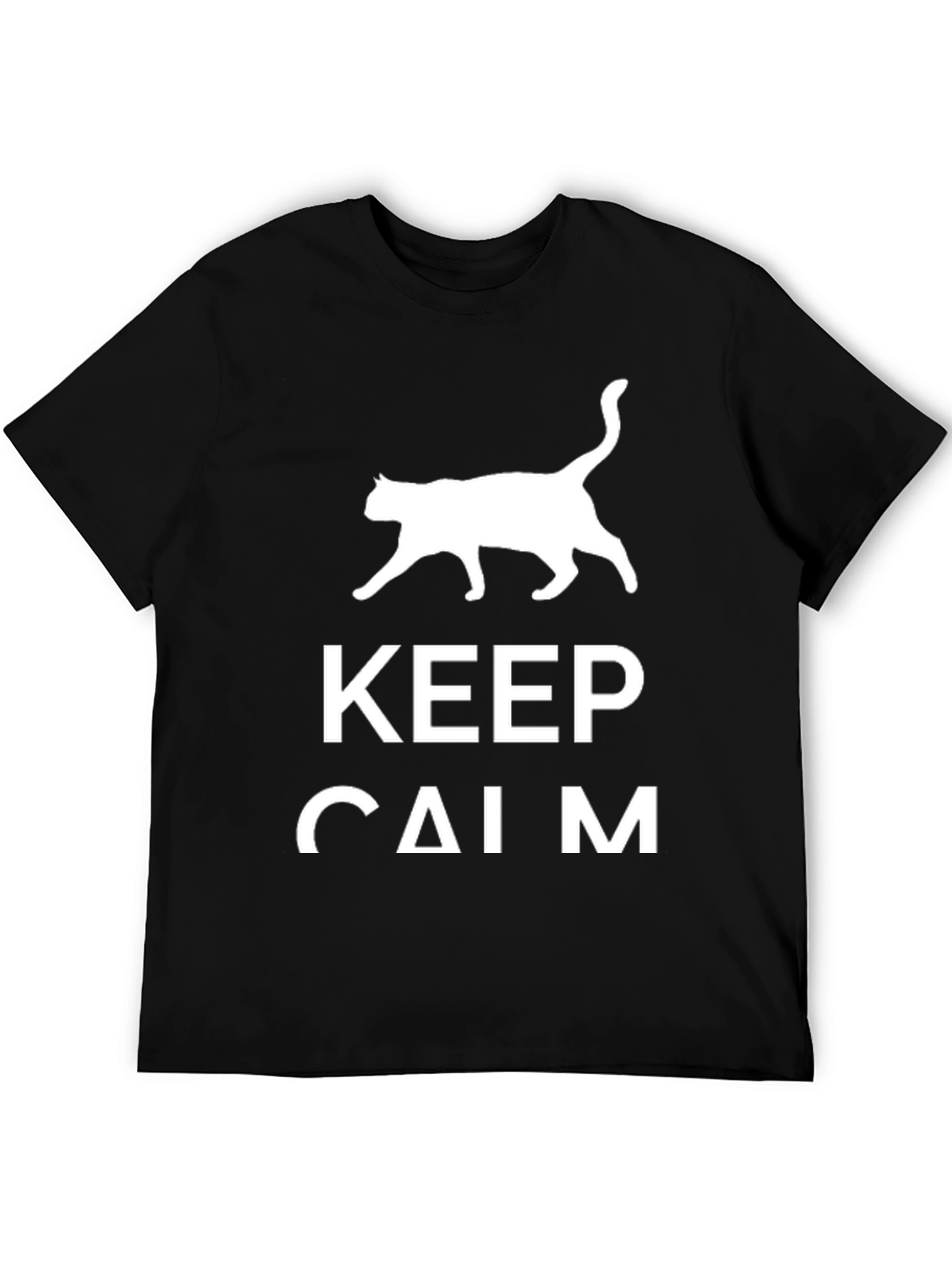 Keep Calm Cat T-Shirt: Black Graphic Tee